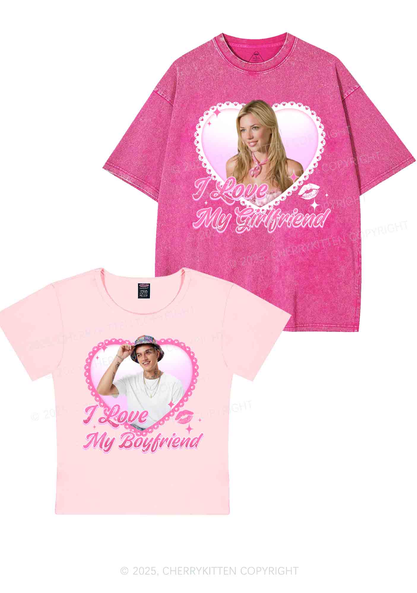 Custom Love My GF BF Photo Y2K Valentine's Day Couple Shirt Cherrykitten - Image 8