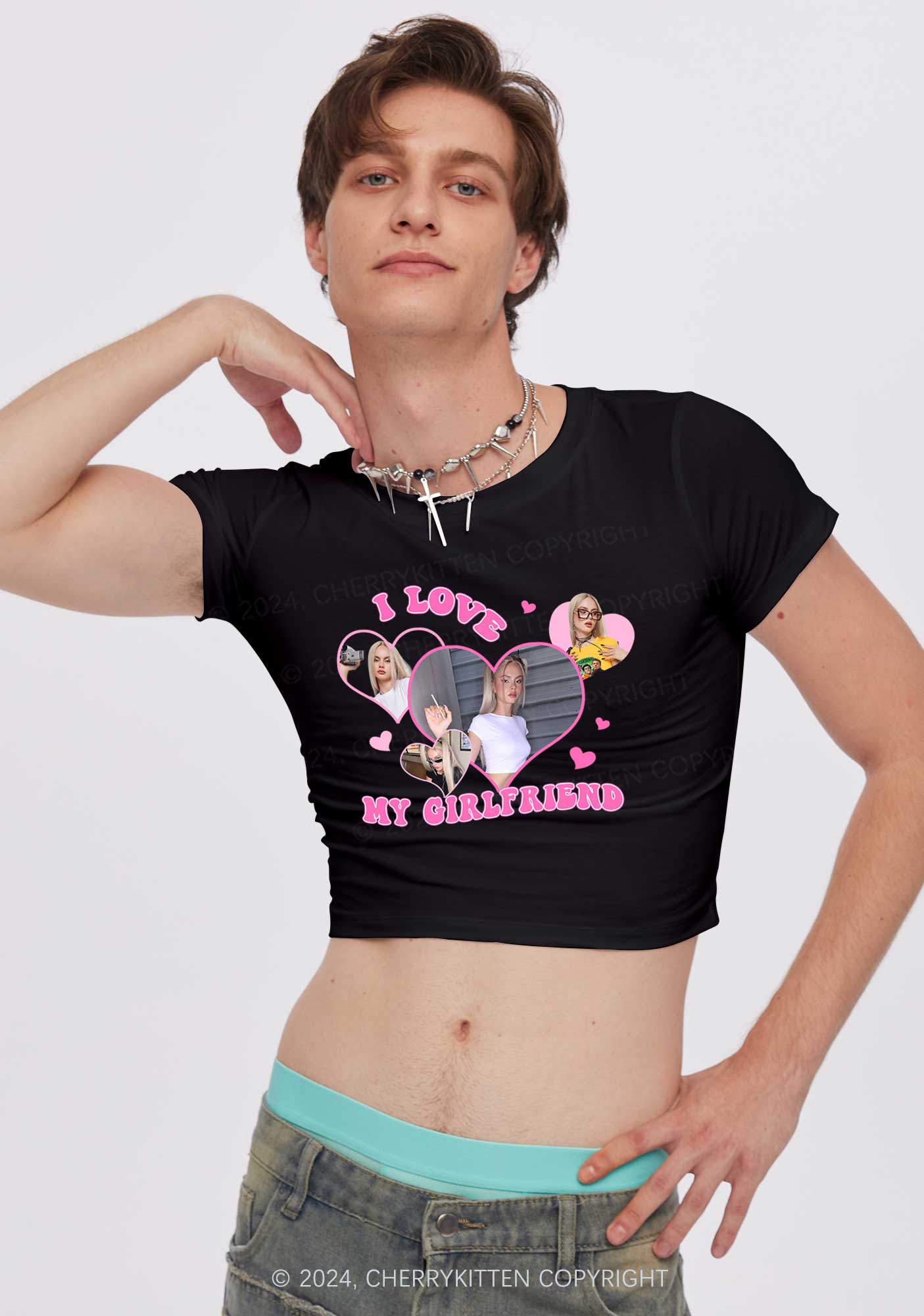 Custom Love My Girlfriend Y2K Valentine's Day Baby Tee Cherrykitten - Image 2