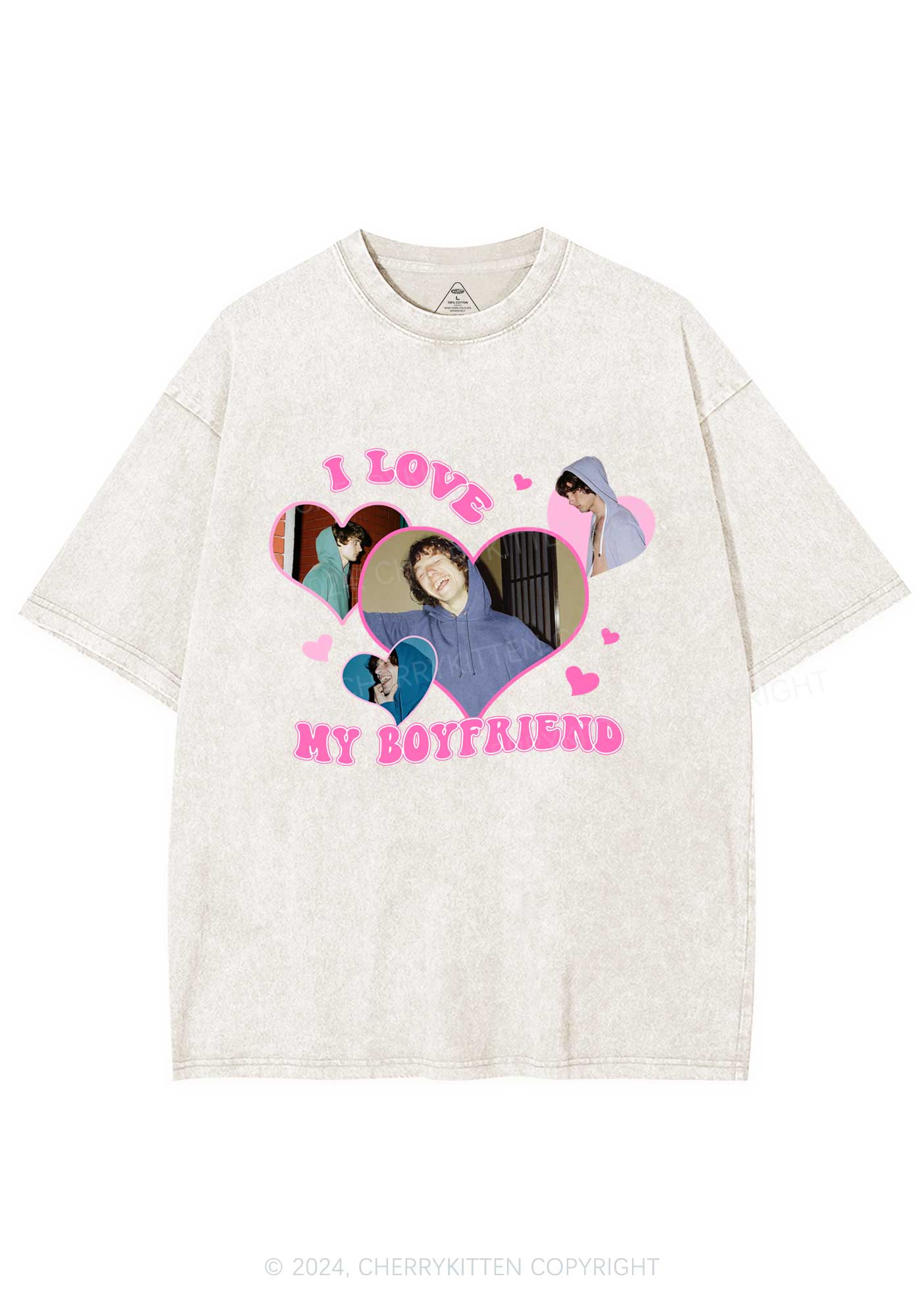Custom Love My Girlfriend Y2K Valentine's Day Washed Tee Cherrykitten - Image 3