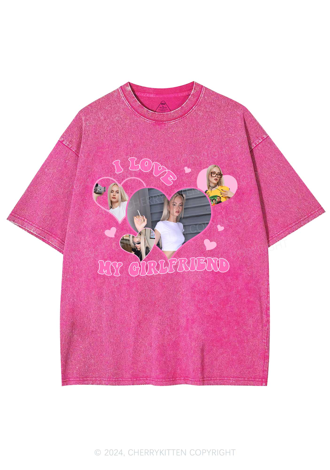 Custom Love My Girlfriend Y2K Valentine's Day Washed Tee Cherrykitten - Image 4