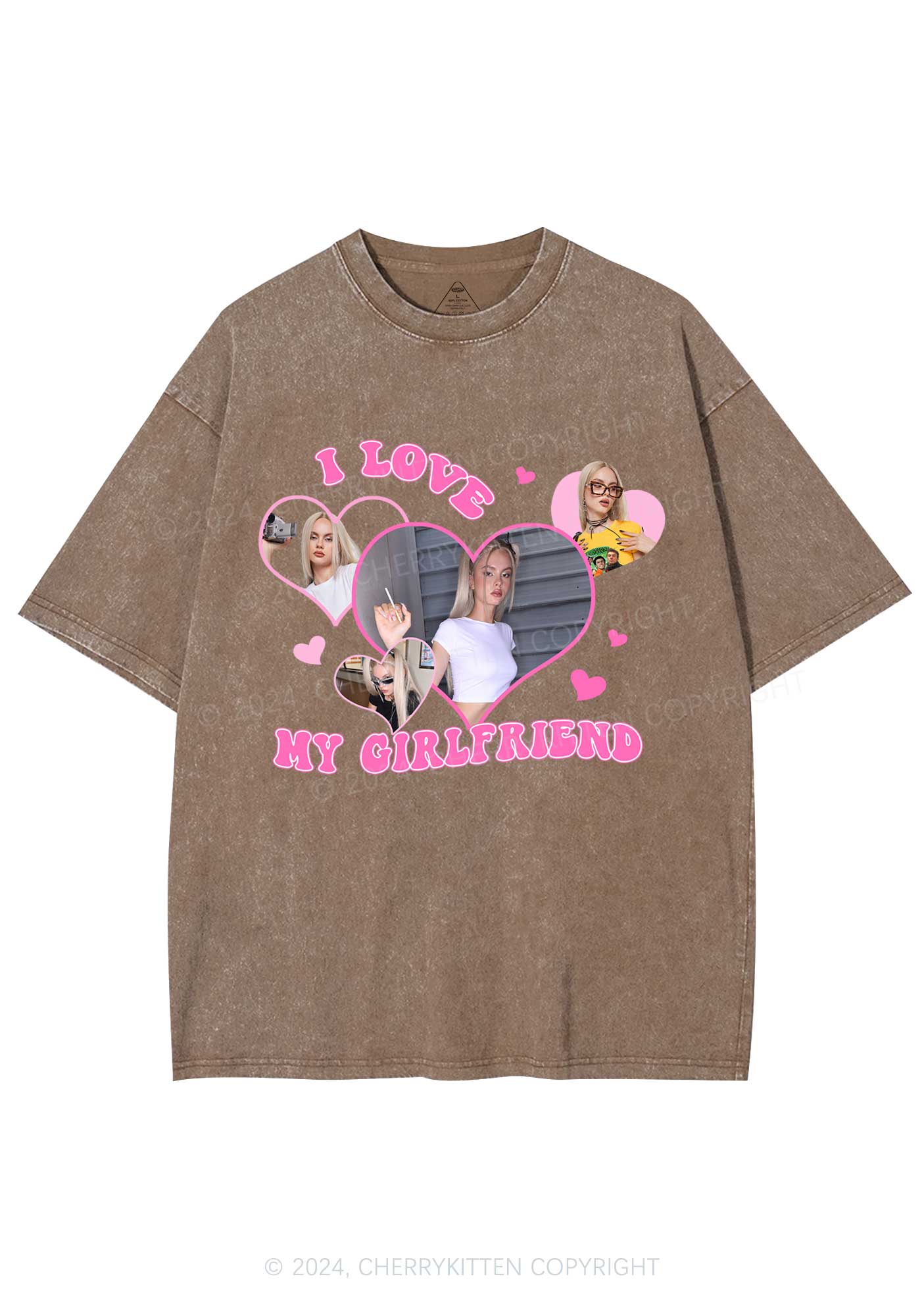 Custom Love My Girlfriend Y2K Valentine's Day Washed Tee Cherrykitten - Image 6