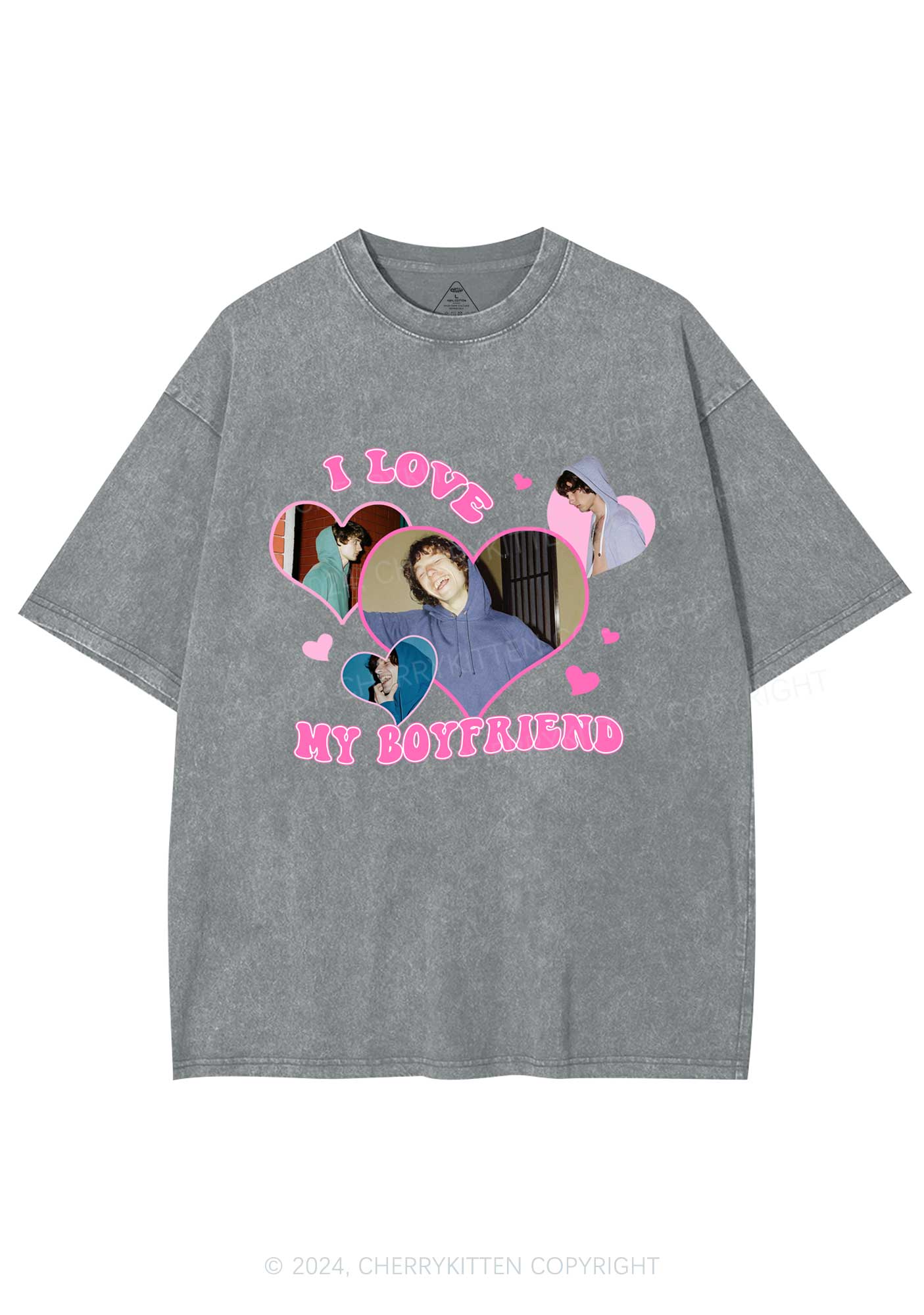 Custom Love My Girlfriend Y2K Valentine's Day Washed Tee Cherrykitten - Image 7