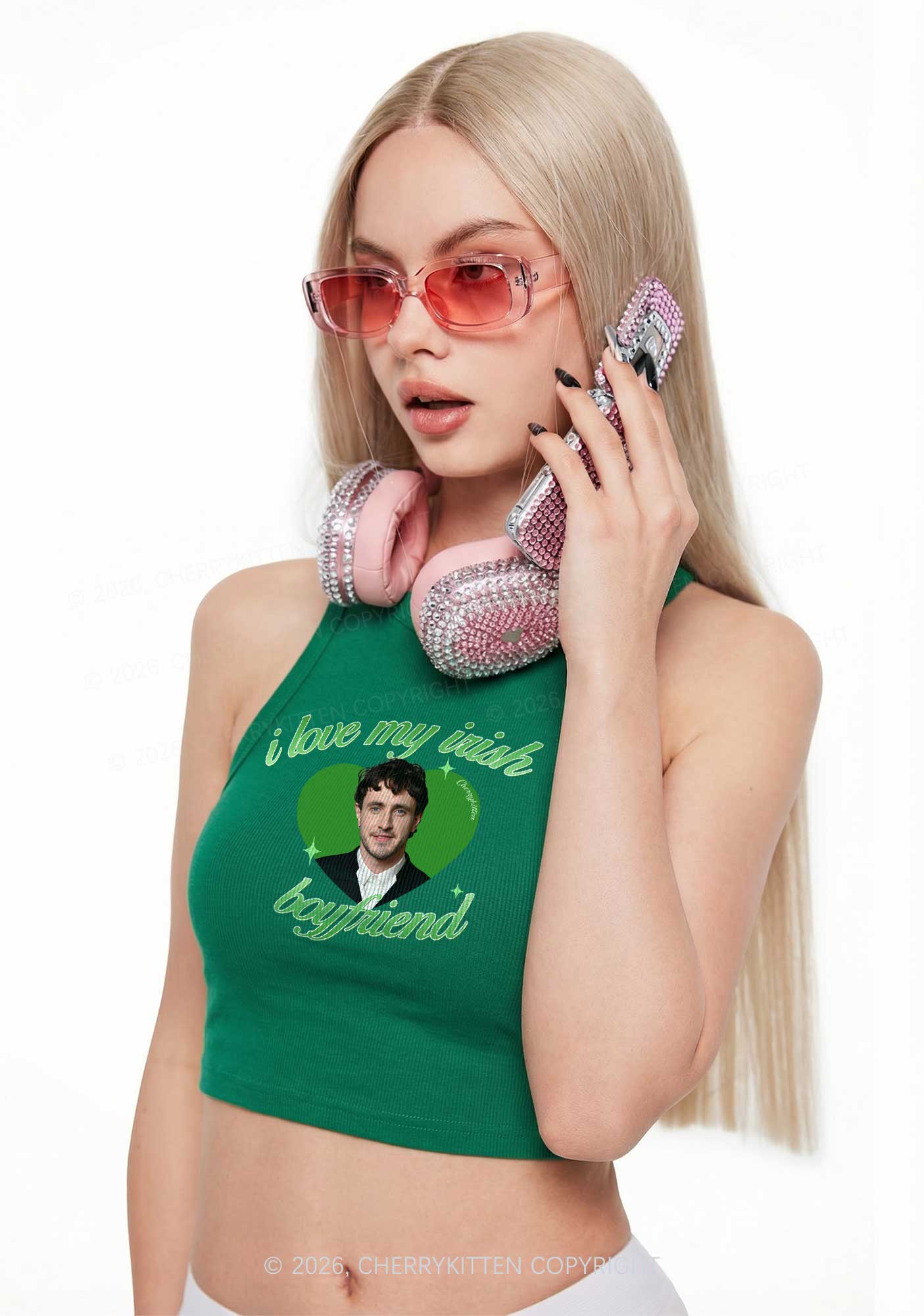 Custom Love My Irish Boyfriend St Patricks Y2K Crop Tank Top Cherrykitten - Image 2