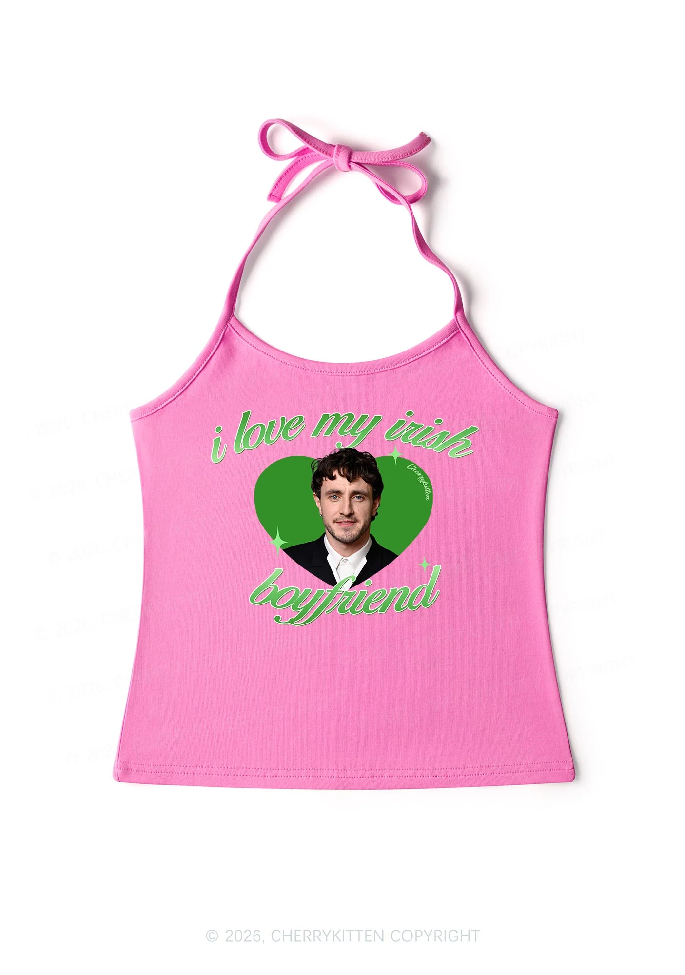 Custom Love My Irish Boyfriend St Patricks Y2K Halter Neck Cami Cherrykitten - Image 4