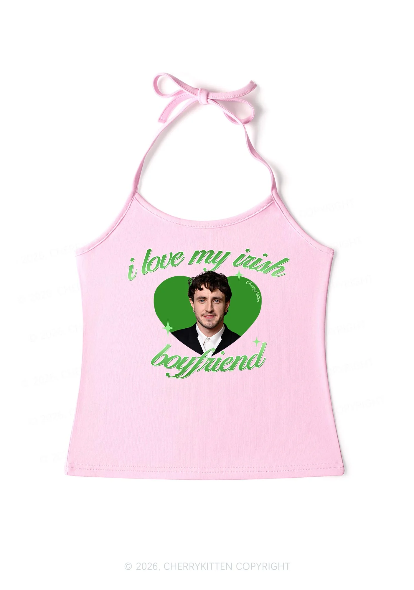 Custom Love My Irish Boyfriend St Patricks Y2K Halter Neck Cami Cherrykitten - Image 5