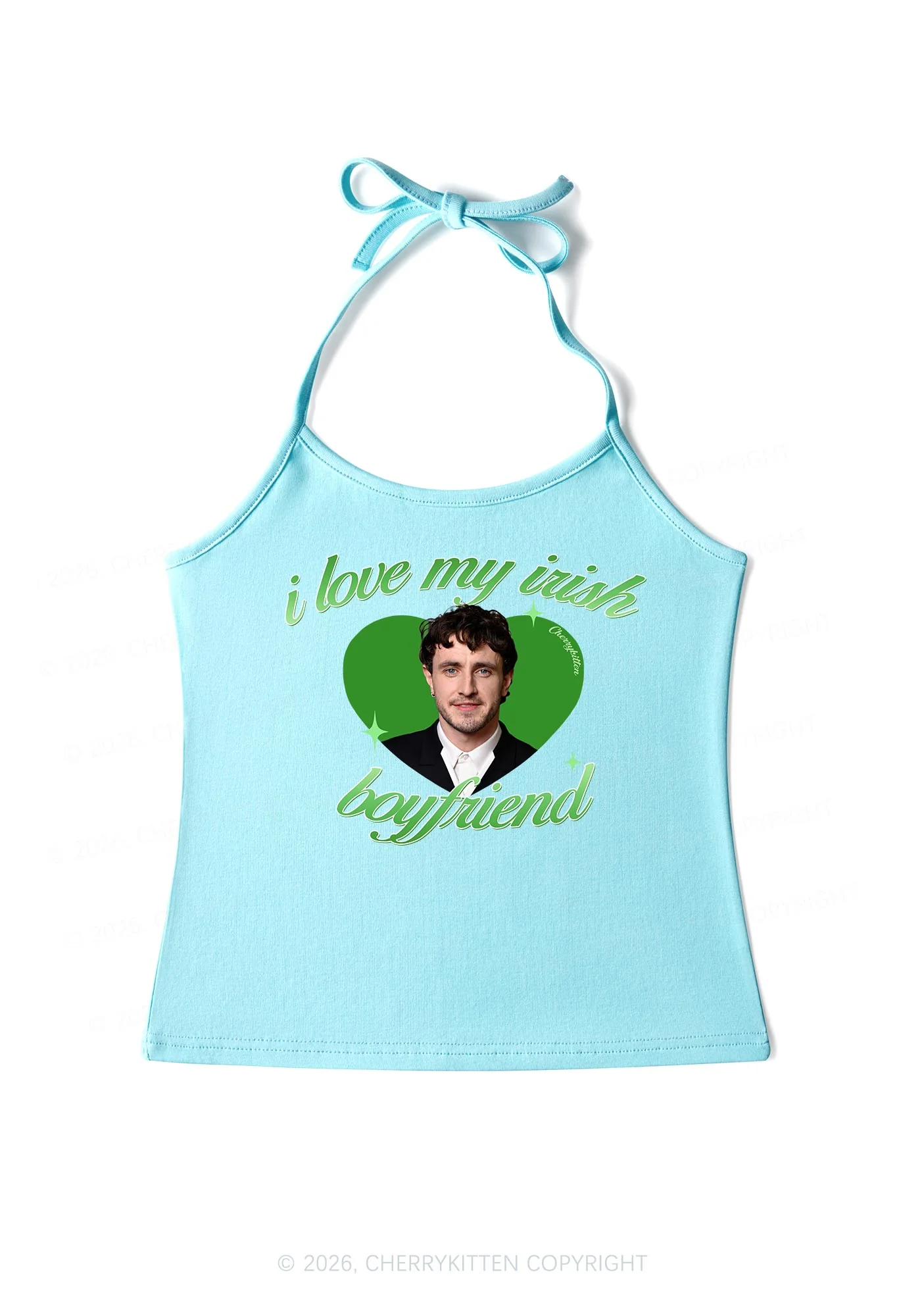 Custom Love My Irish Boyfriend St Patricks Y2K Halter Neck Cami Cherrykitten - Image 6