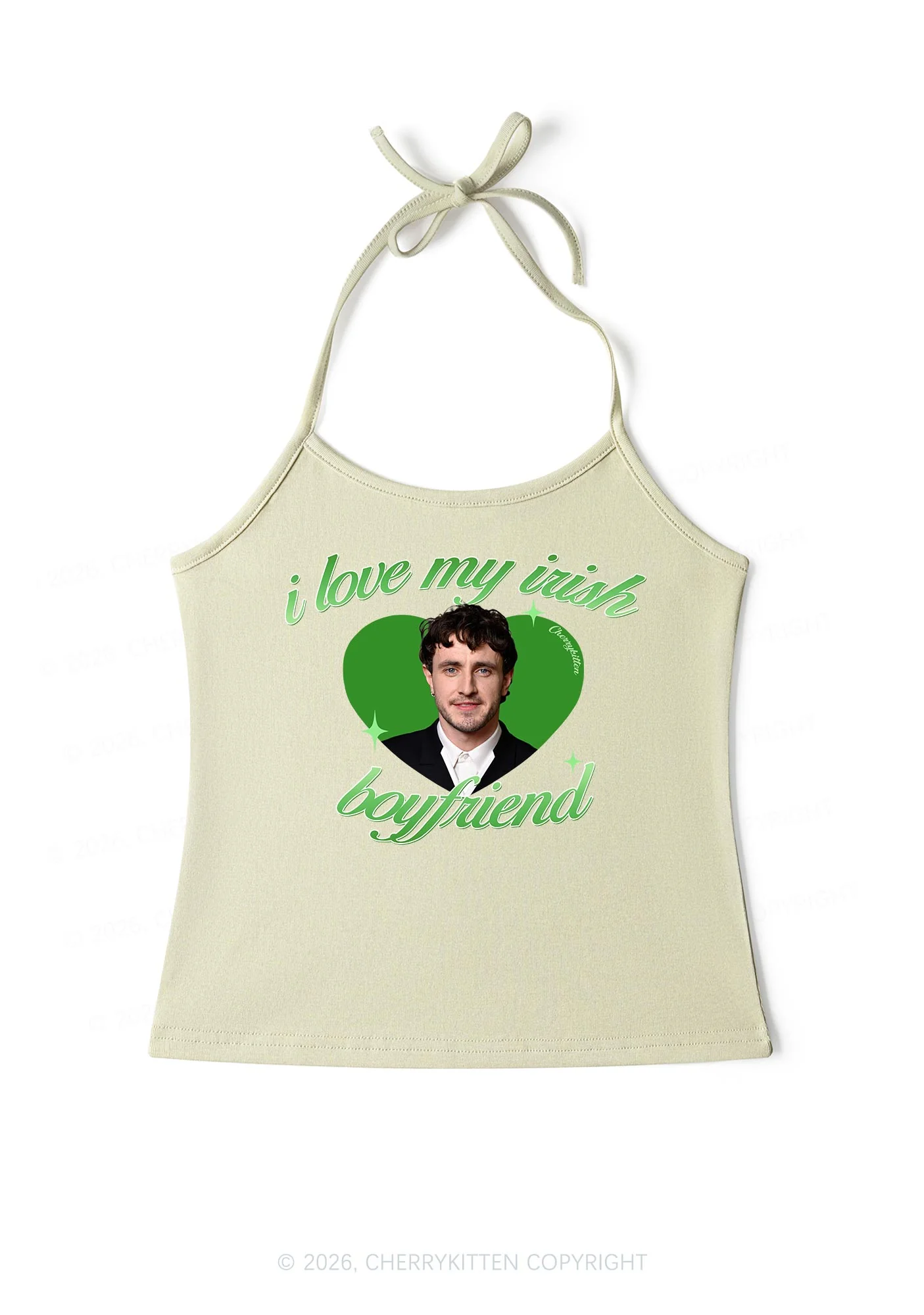 Custom Love My Irish Boyfriend St Patricks Y2K Halter Neck Cami Cherrykitten - Image 7