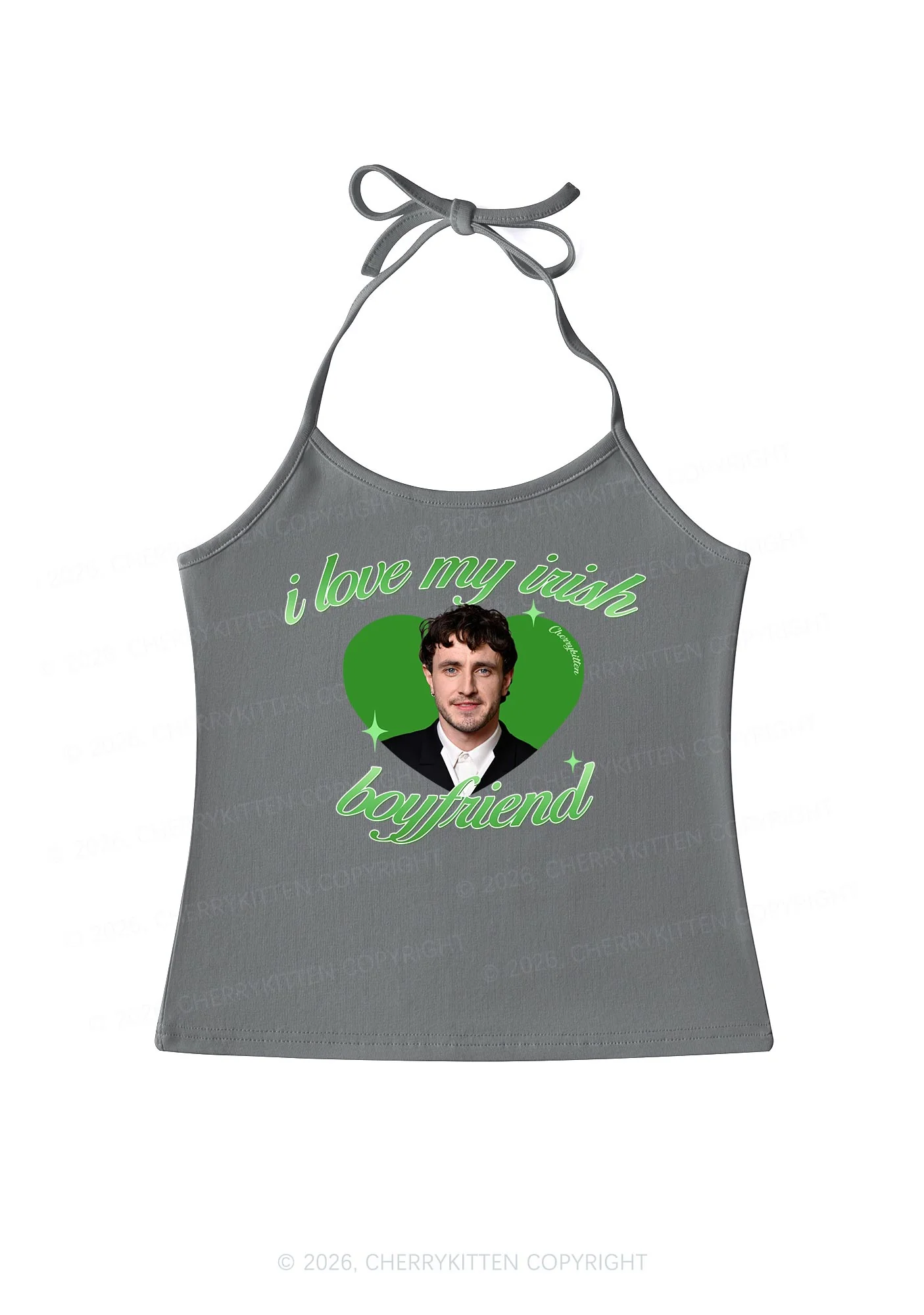 Custom Love My Irish Boyfriend St Patricks Y2K Halter Neck Cami Cherrykitten - Image 8