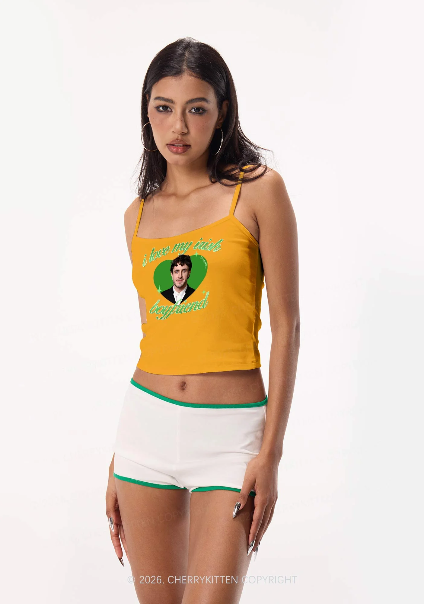 Custom Love My Irish Boyfriend St Patricks Y2K Spaghetti Strap Cami Cherrykitten - Image 3