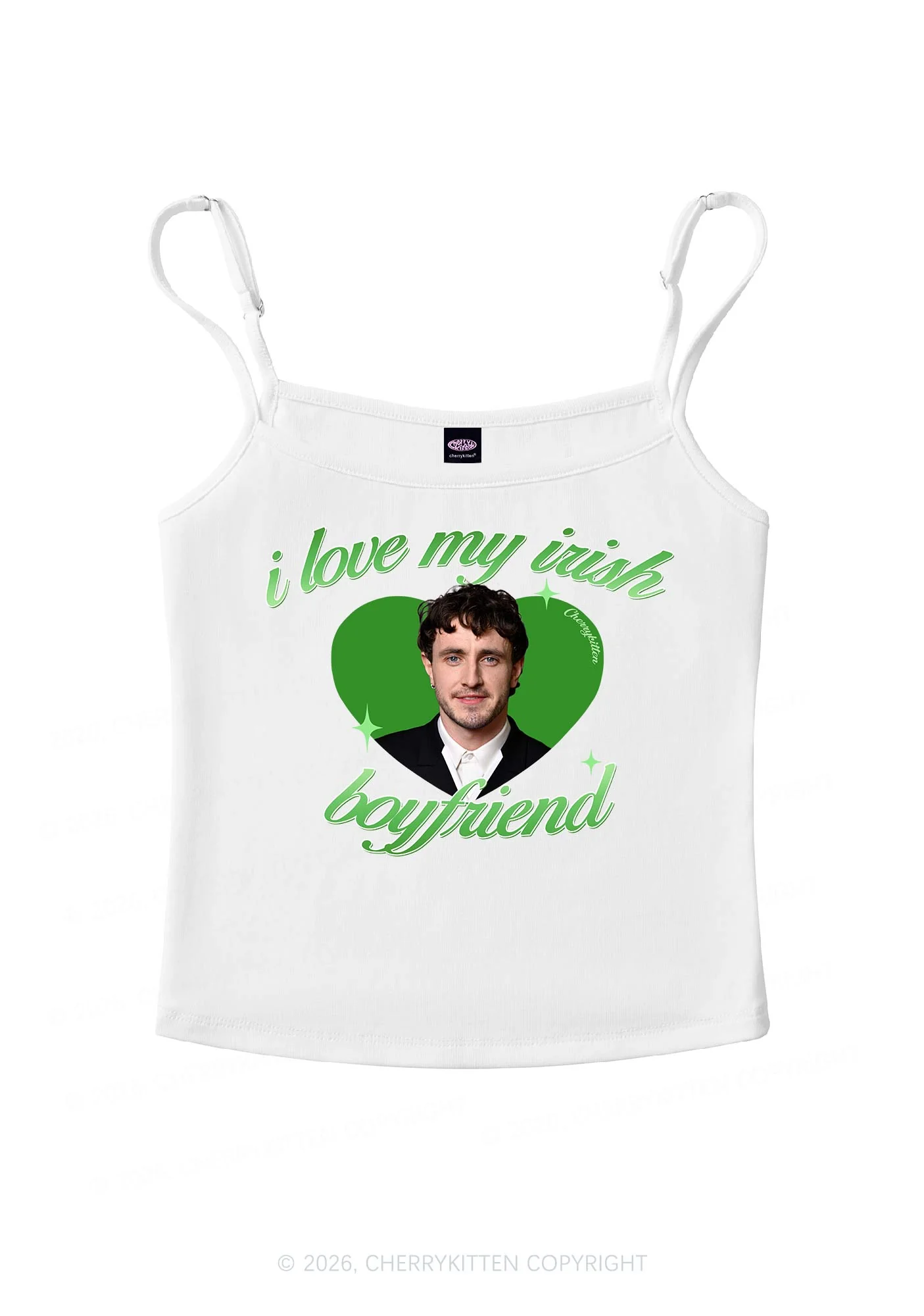 Custom Love My Irish Boyfriend St Patricks Y2K Spaghetti Strap Cami Cherrykitten - Image 4