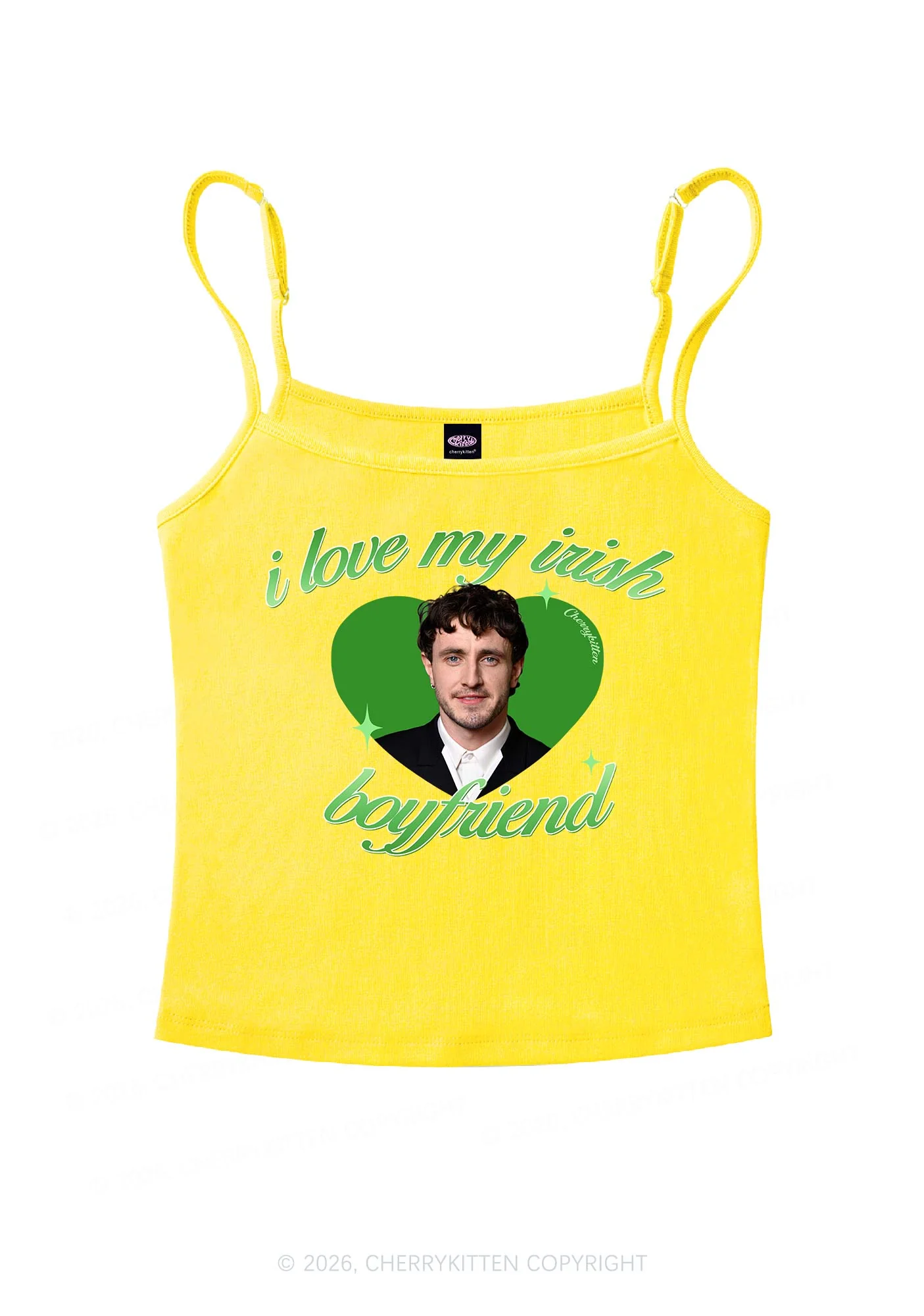 Custom Love My Irish Boyfriend St Patricks Y2K Spaghetti Strap Cami Cherrykitten - Image 5