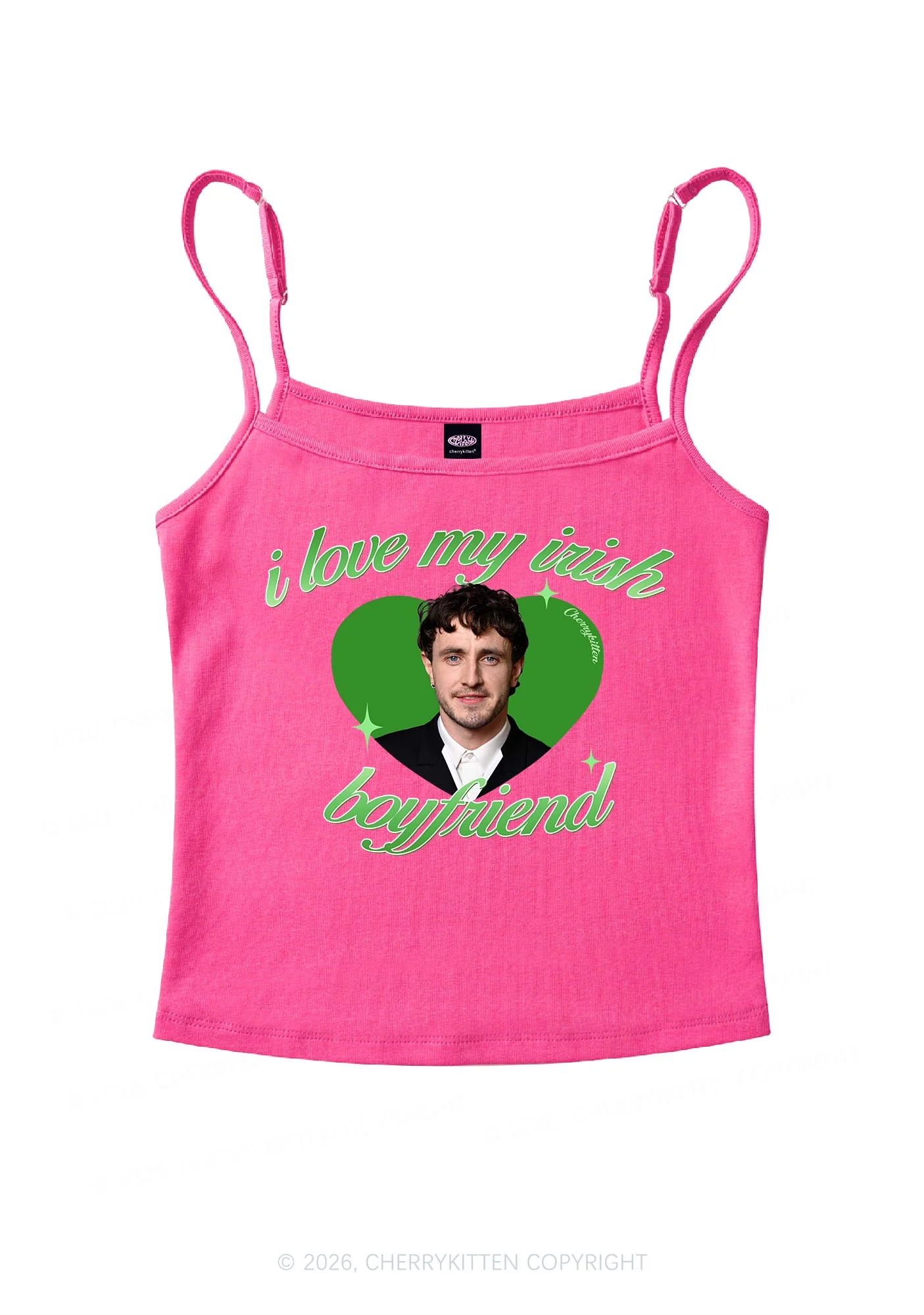 Custom Love My Irish Boyfriend St Patricks Y2K Spaghetti Strap Cami Cherrykitten - Image 6