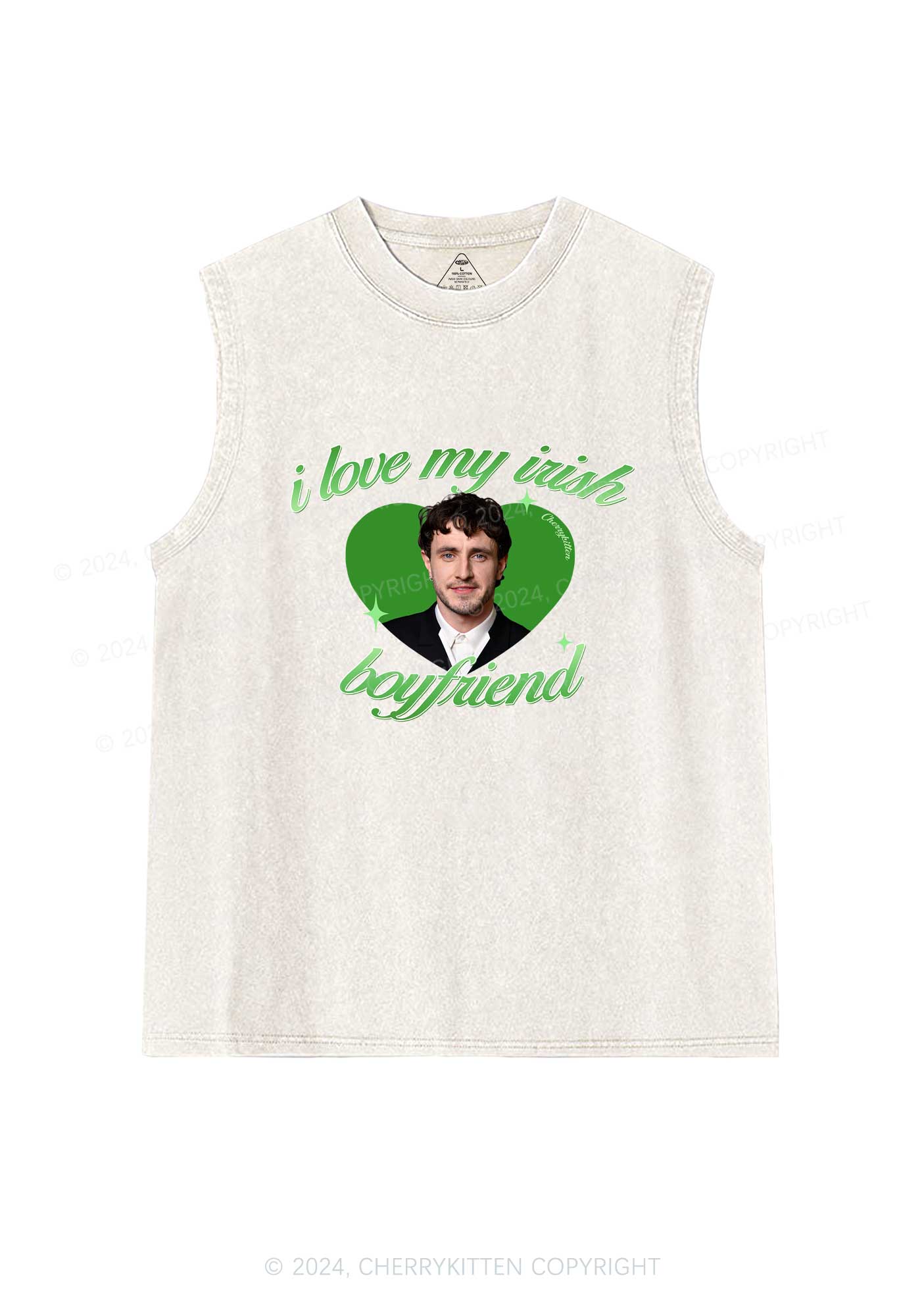 Custom Love My Irish Boyfriend St Patricks Y2K Washed Tank Cherrykitten - Image 3