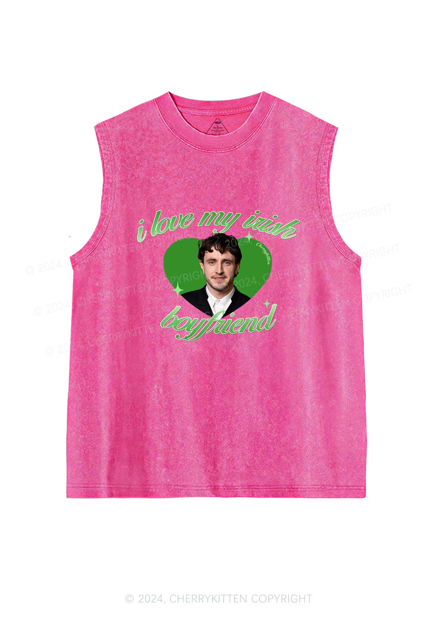 Custom Love My Irish Boyfriend St Patricks Y2K Washed Tank Cherrykitten - Image 4