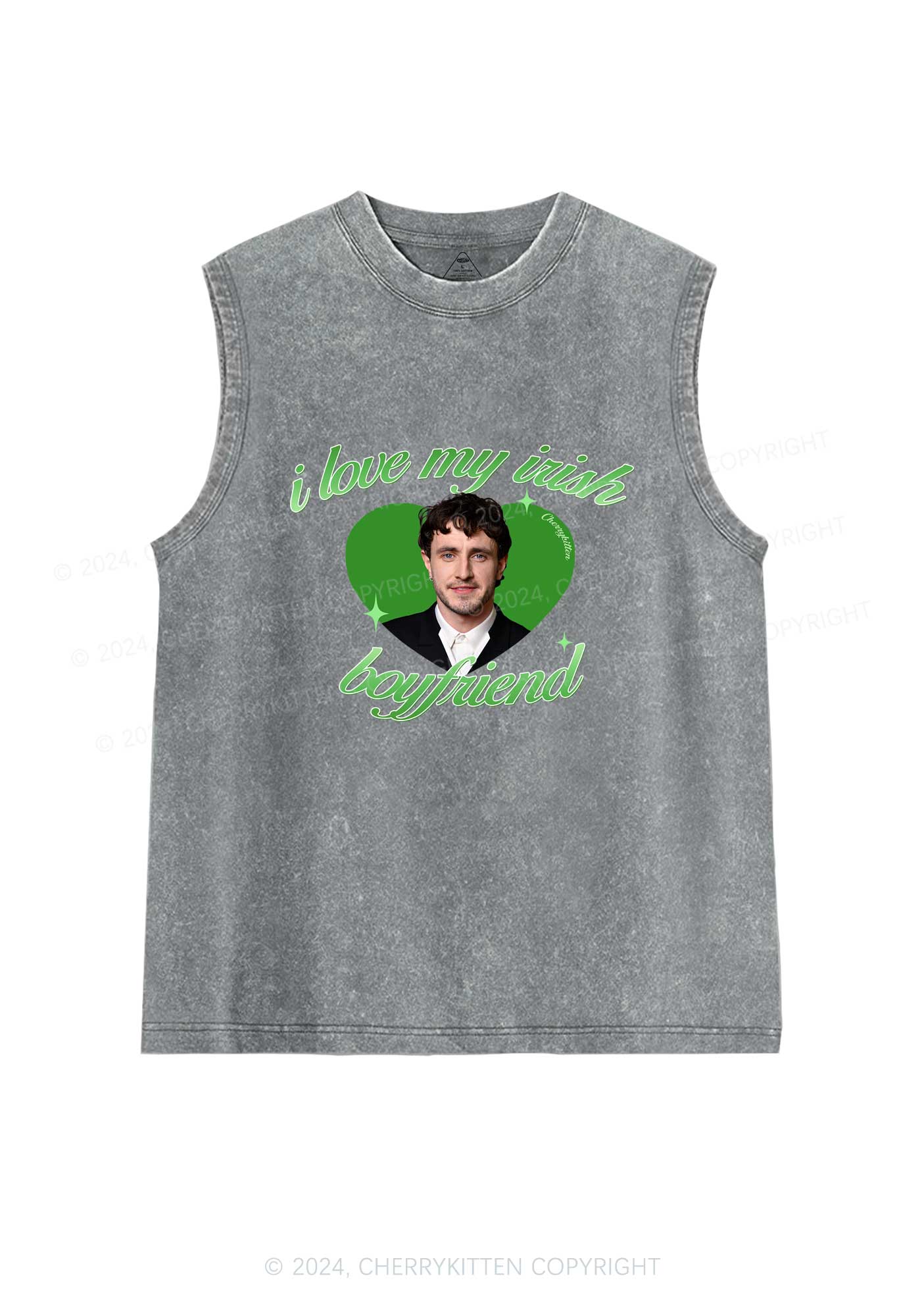 Custom Love My Irish Boyfriend St Patricks Y2K Washed Tank Cherrykitten - Image 5