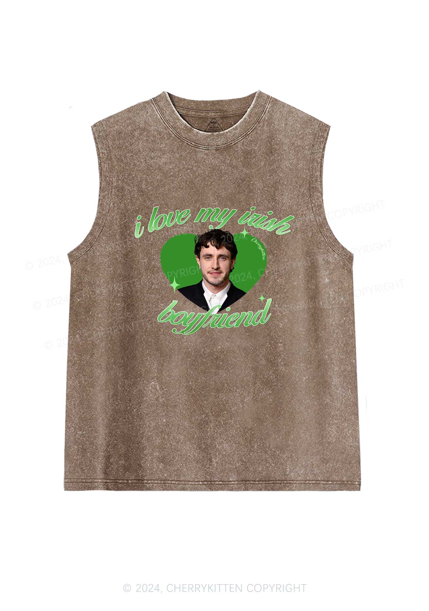 Custom Love My Irish Boyfriend St Patricks Y2K Washed Tank Cherrykitten - Image 6