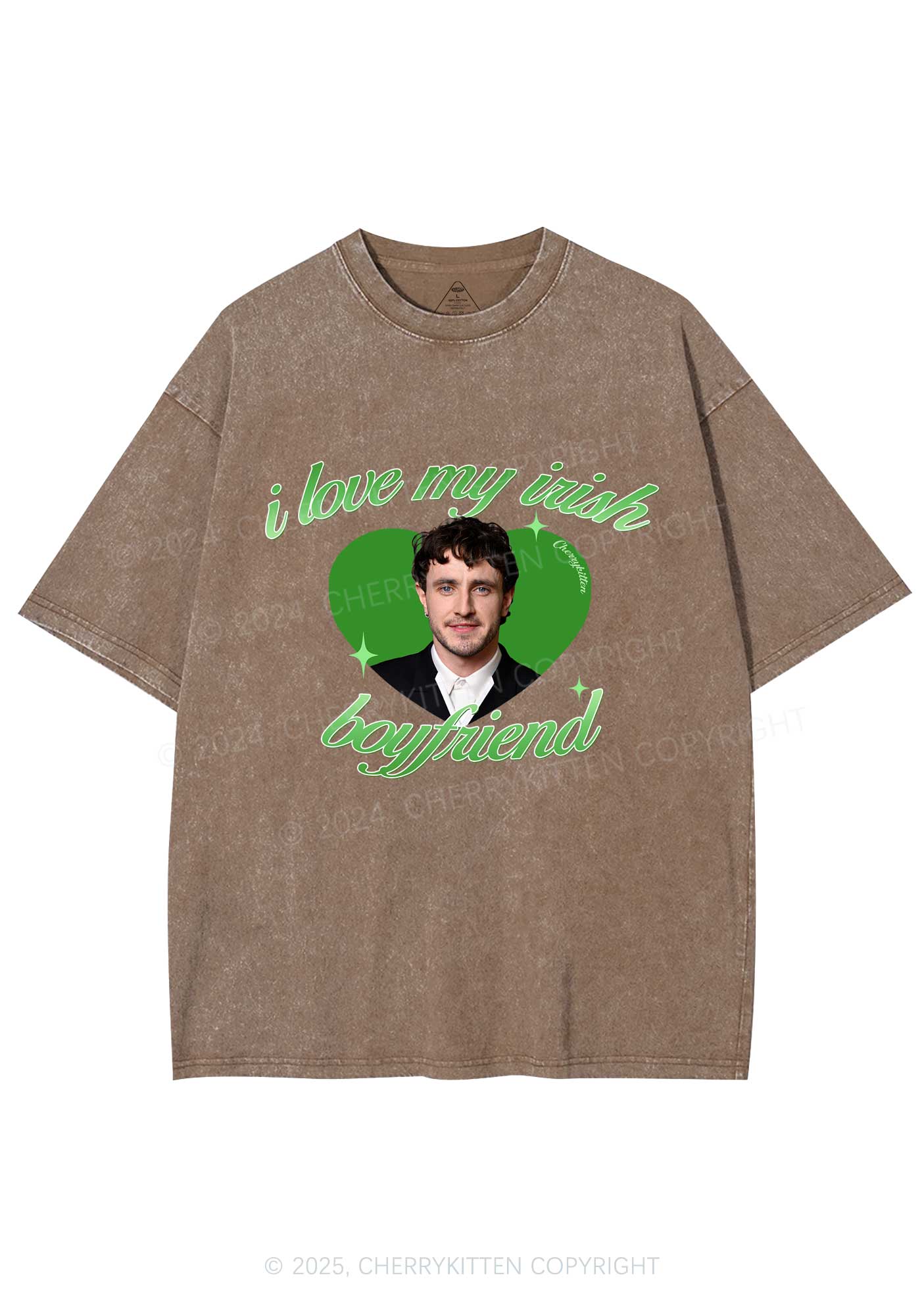 Custom Love My Irish Boyfriend St Patricks Y2K Washed Tee Cherrykitten - Image 7
