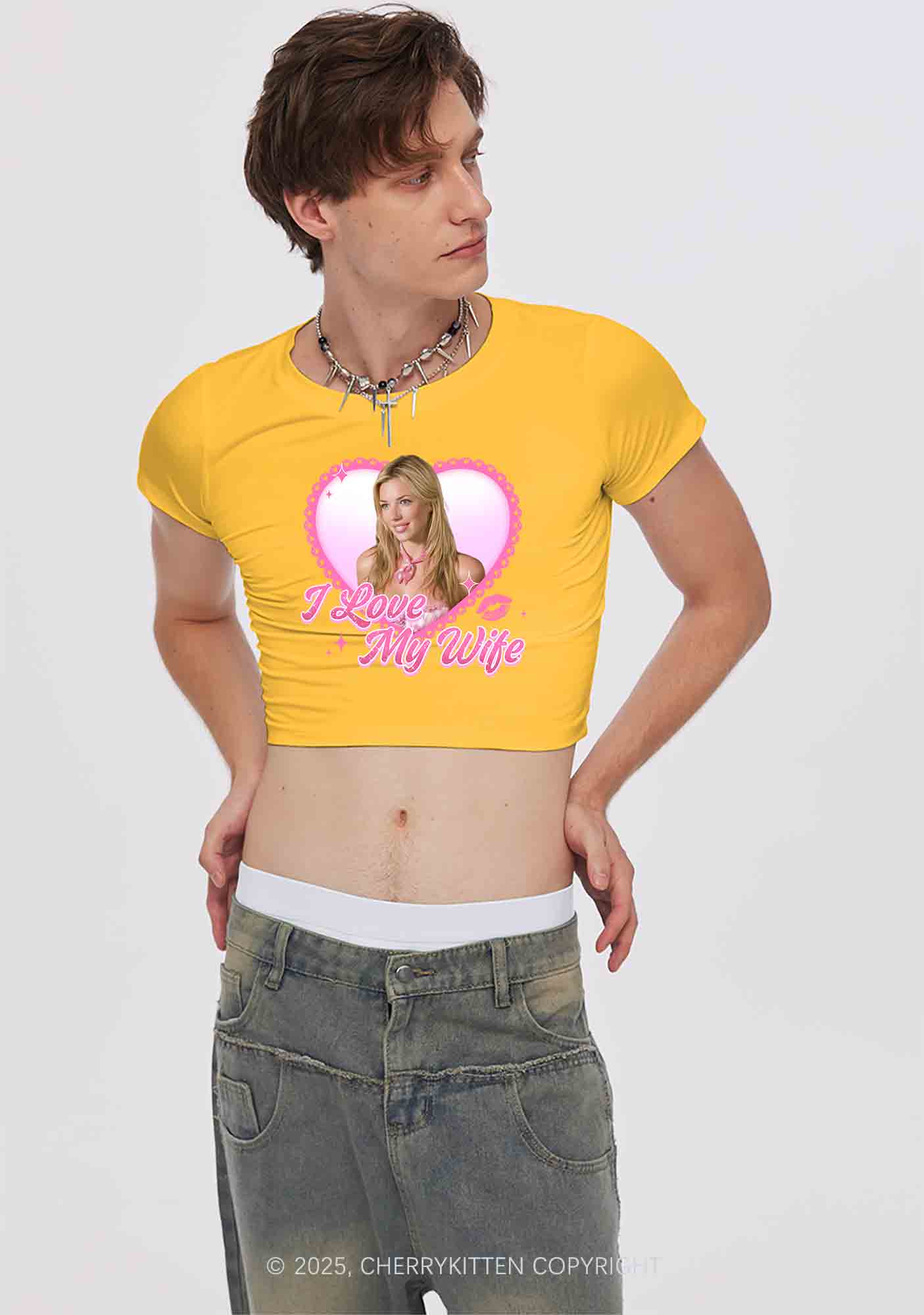 Custom Love My Wife Photo Y2K Valentine's Day Baby Tee Cherrykitten - Image 2