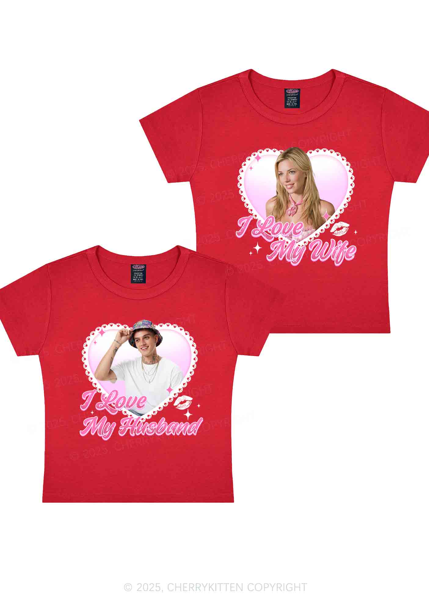 Custom Love My Wife Photo Y2K Valentine's Day Baby Tee Cherrykitten - Image 7