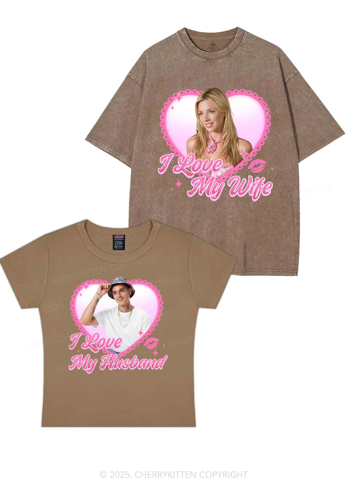 Custom Love My Wife Photo Y2K Valentine's Day Couple Shirt Cherrykitten - Image 10