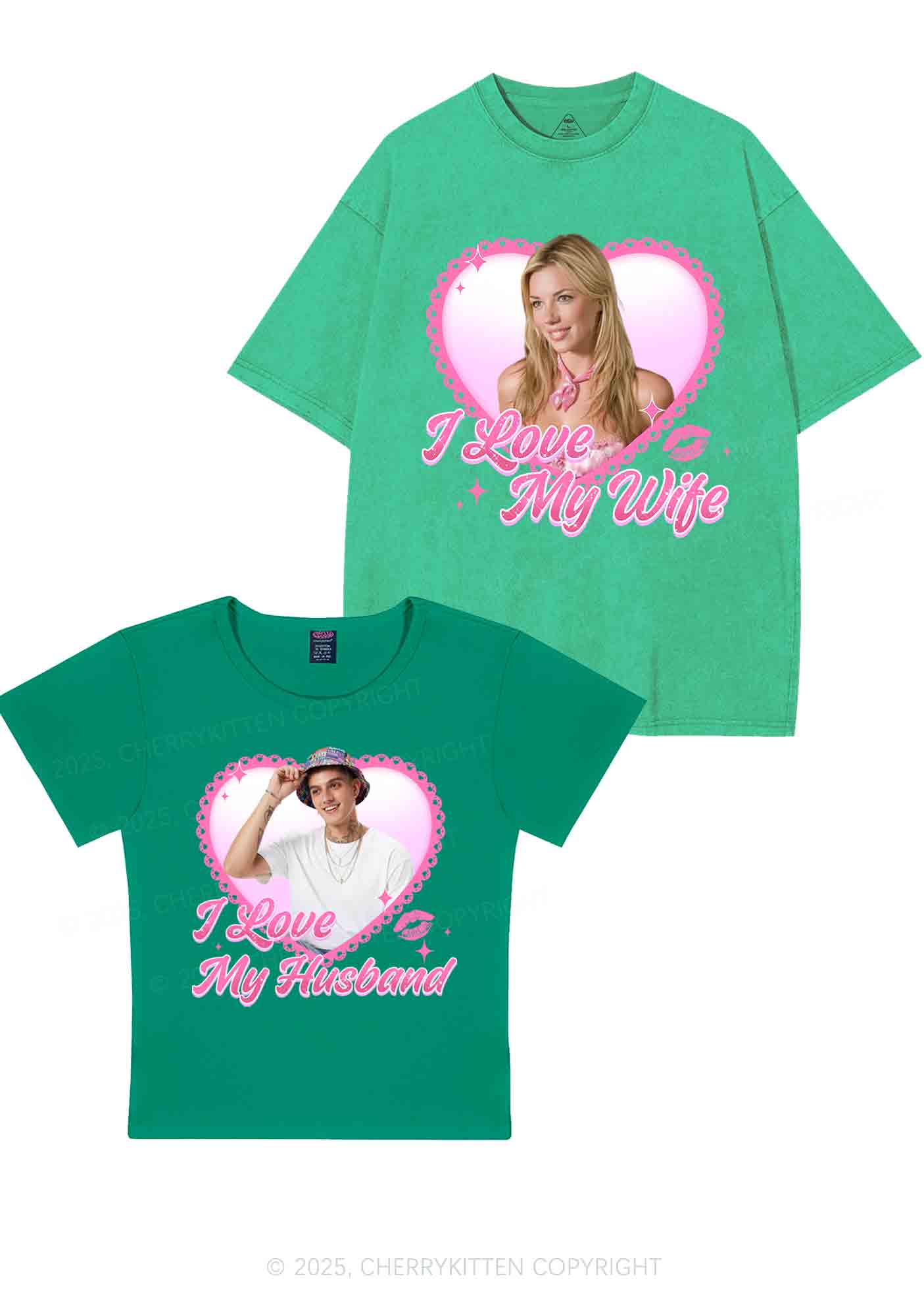 Custom Love My Wife Photo Y2K Valentine's Day Couple Shirt Cherrykitten - Image 12