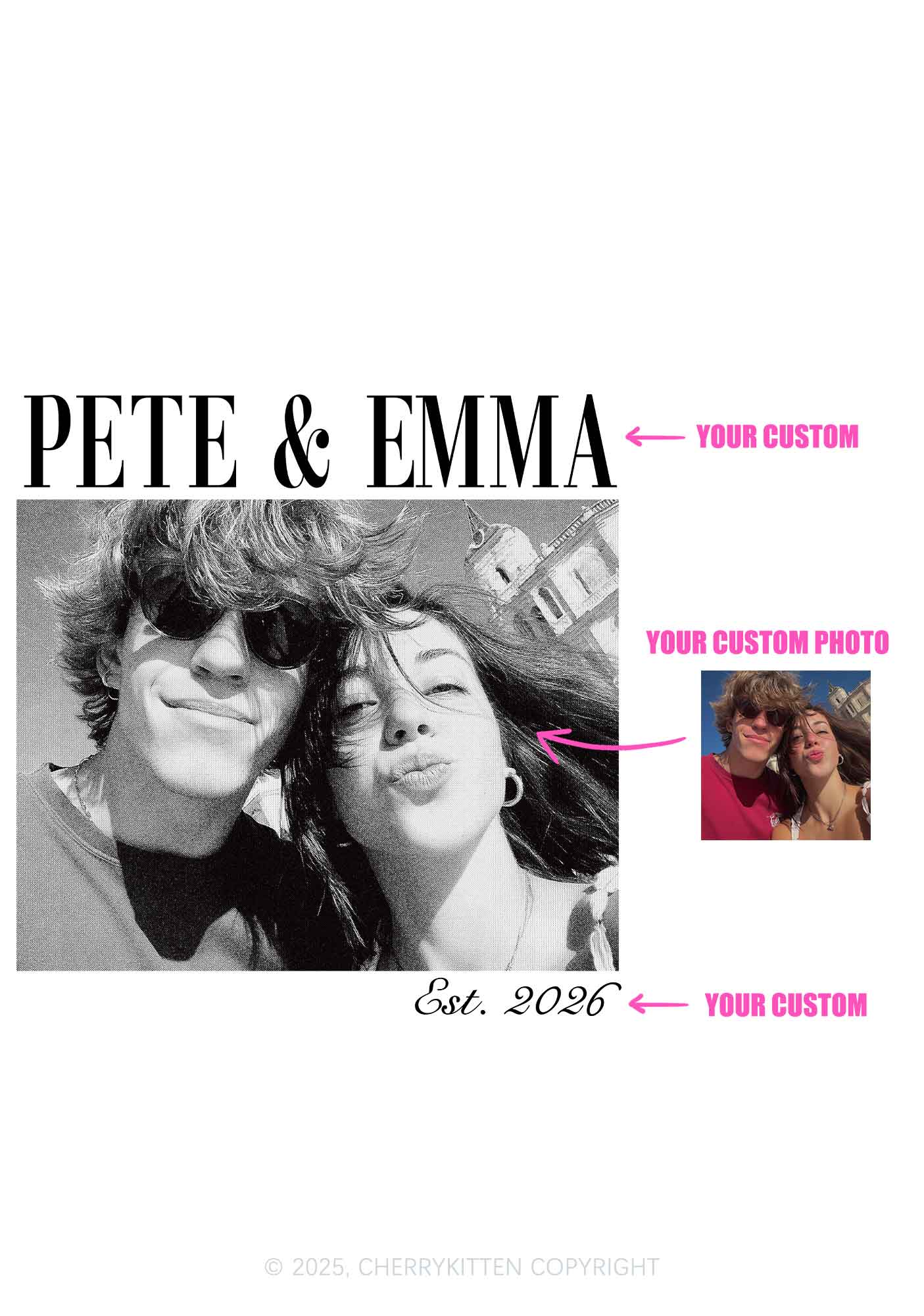 Custom Lover Photo Y2K Baby Tee Cherrykitten - Image 2