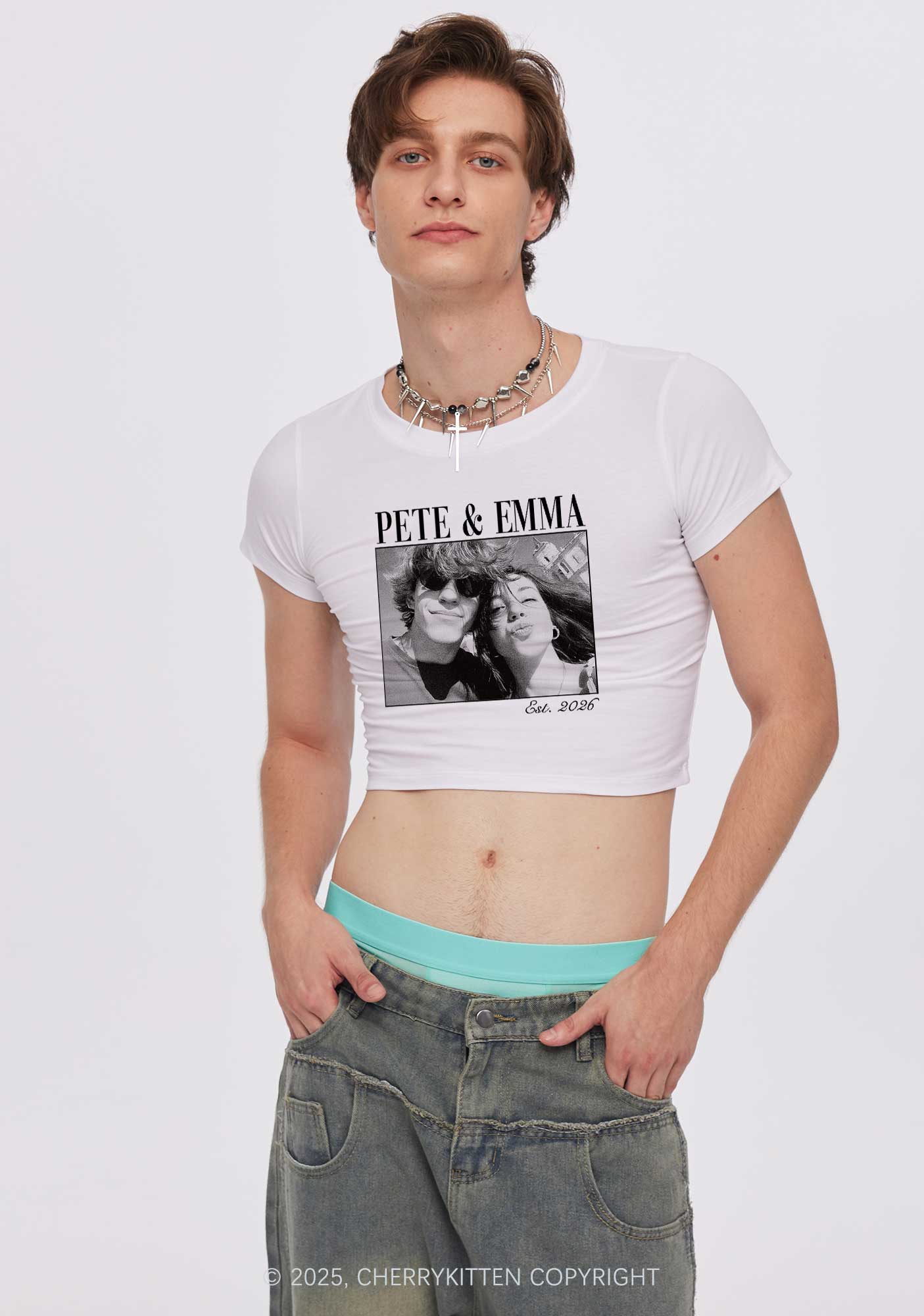 Custom Lover Photo Y2K Baby Tee Cherrykitten - Image 3