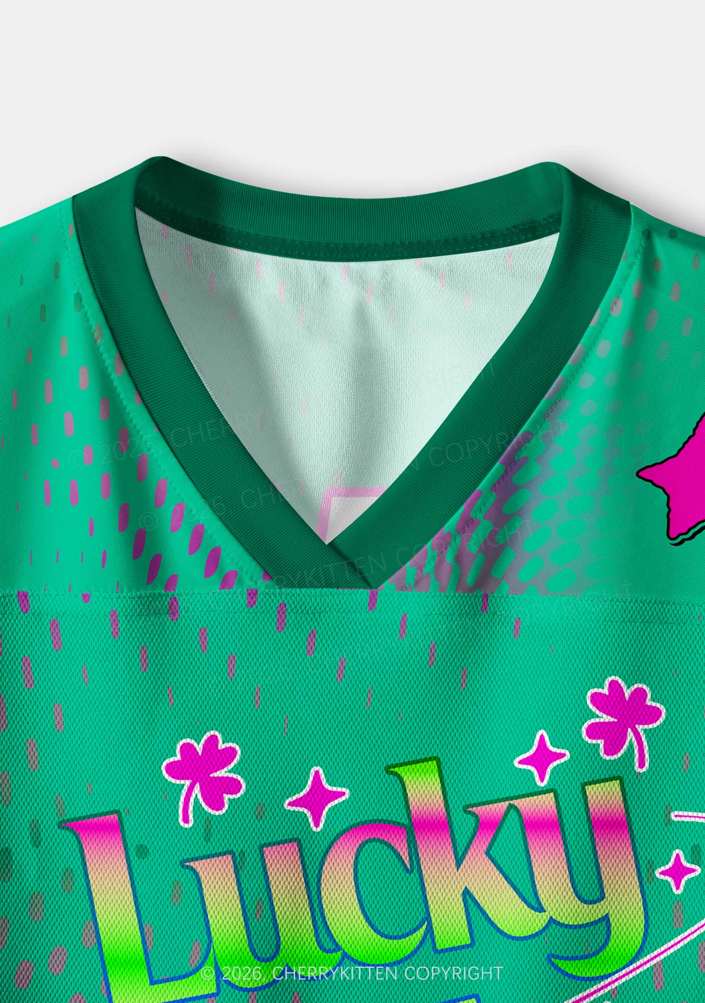 Custom Lucky Girl Pink Shamrock St Patricks Y2K Crop Sport Jersey Shirts Cherrykitten - Image 5