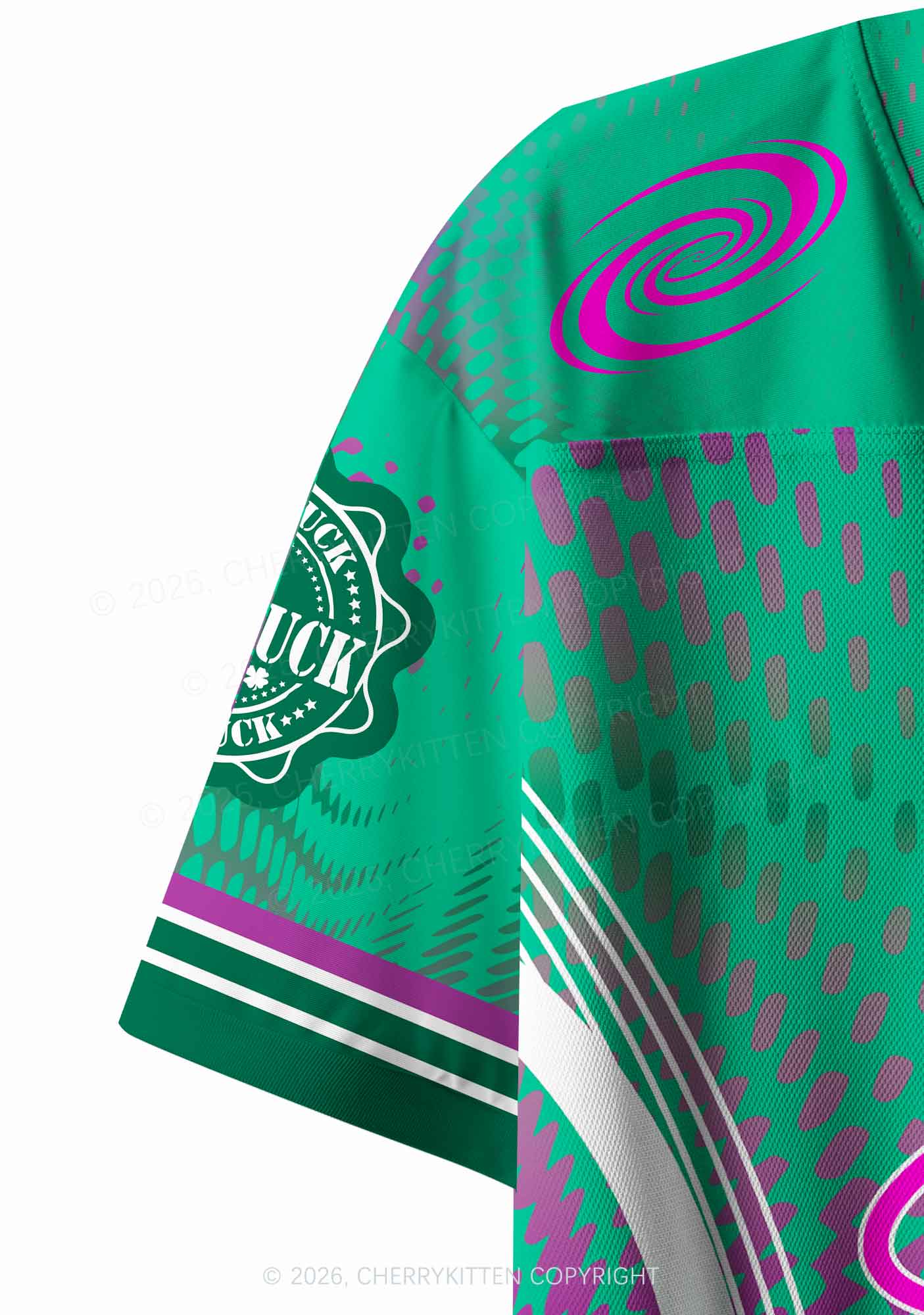 Custom Lucky Girl Pink Shamrock St Patricks Y2K Crop Sport Jersey Shirts Cherrykitten - Image 7