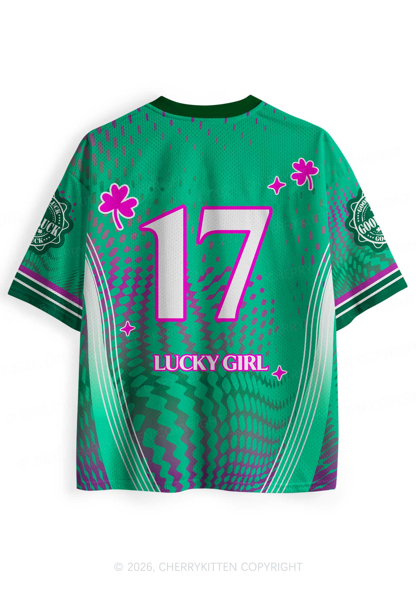 Custom Lucky Girl Pink Shamrock St Patricks Y2K Sport Jersey Shirts Cherrykitten - Image 4