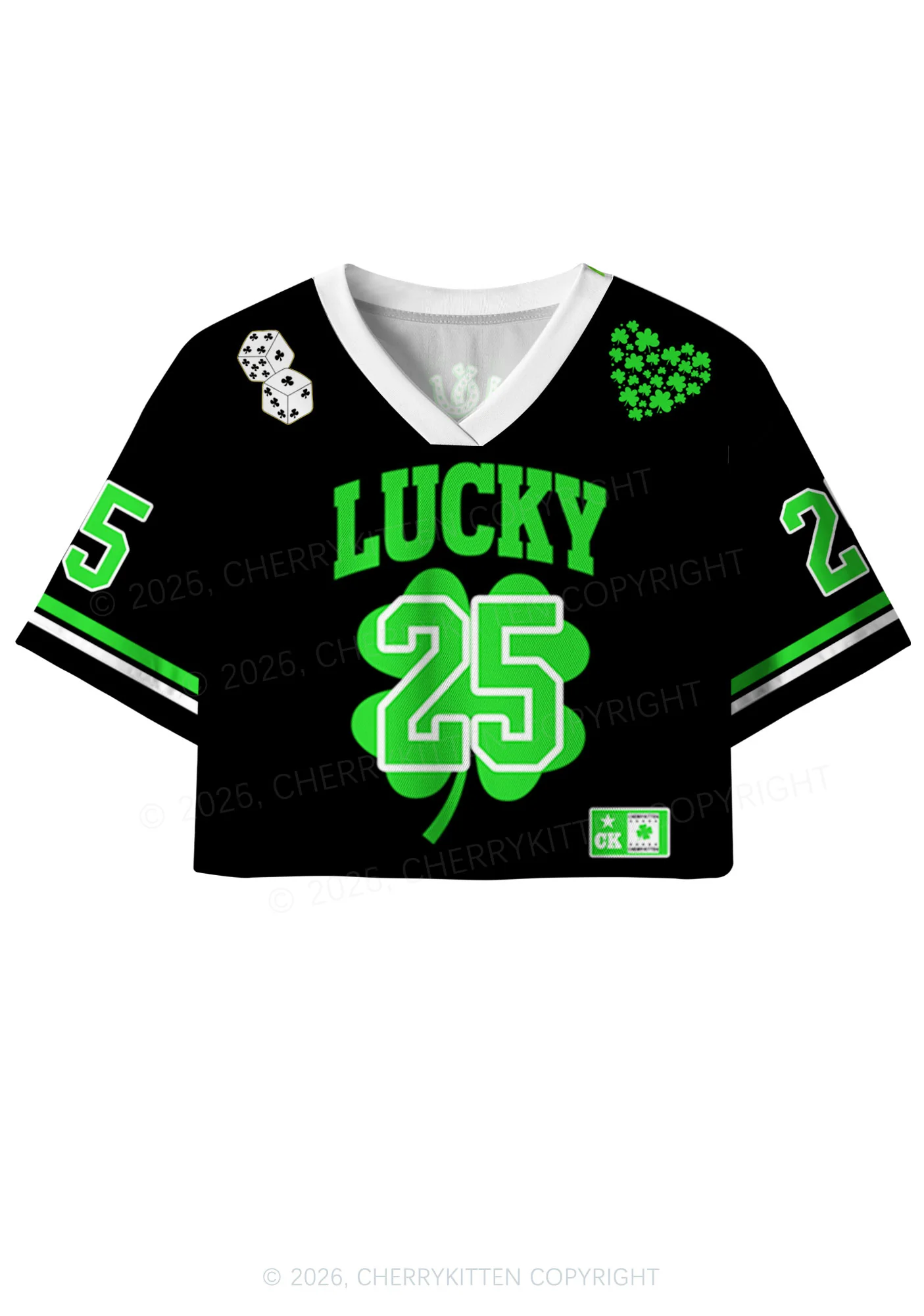 Custom Lucky Horseshoe St Patricks Y2K Crop Sport Jersey Shirts Cherrykitten - Image 3