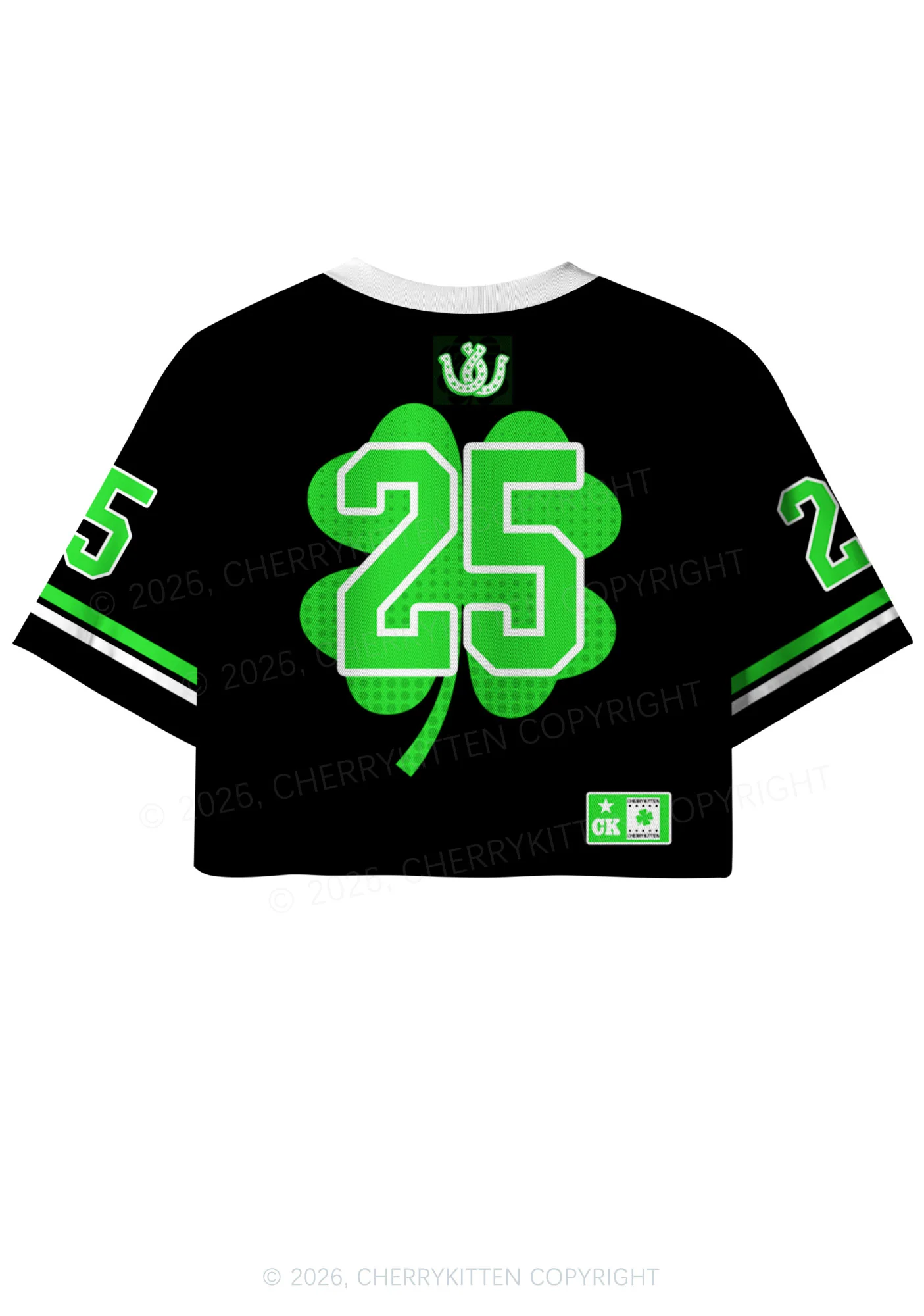 Custom Lucky Horseshoe St Patricks Y2K Crop Sport Jersey Shirts Cherrykitten - Image 4