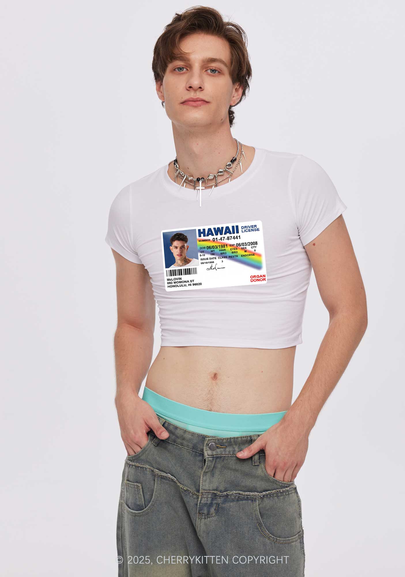 Custom MCL ID Y2K Baby Tee Cherrykitten - Image 2