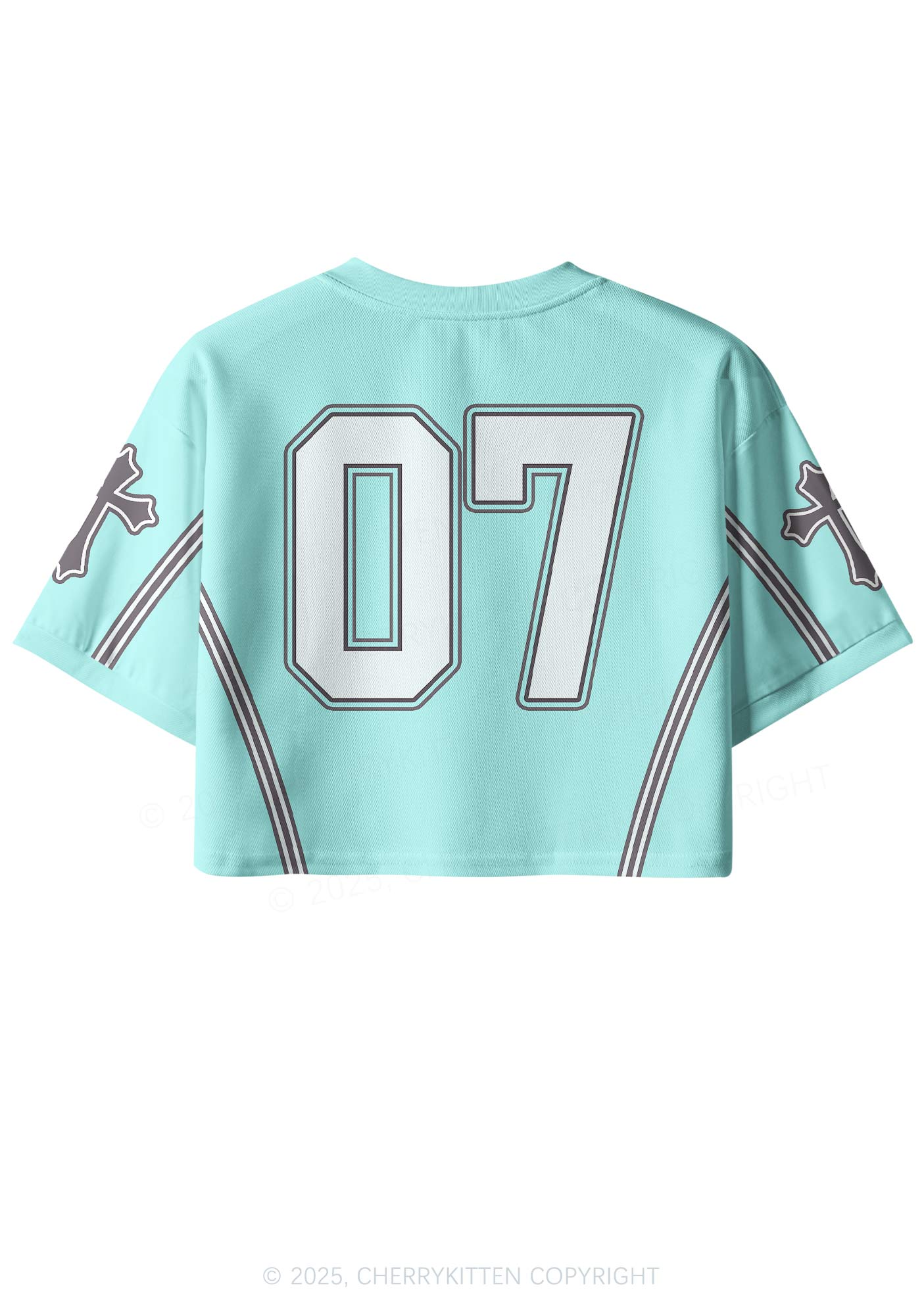 Custom Mint Green Cross Cxxt Y2K Crop Sport Jersey Shirts Cherrykitten - Image 2