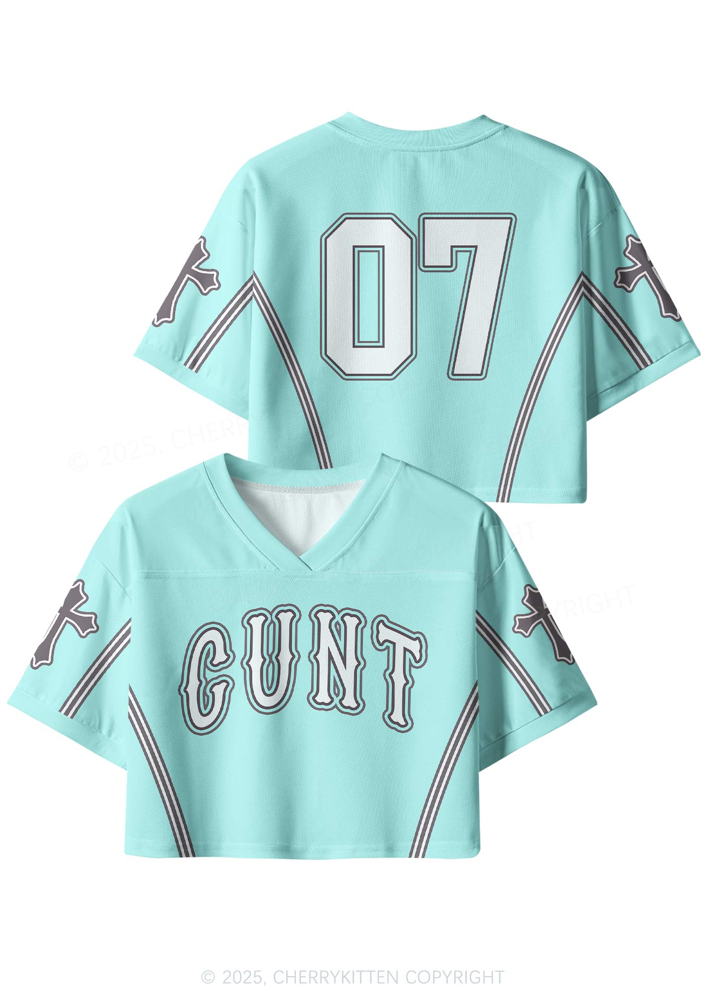 Custom Mint Green Cross Cxxt Y2K Crop Sport Jersey Shirts Cherrykitten - Image 3