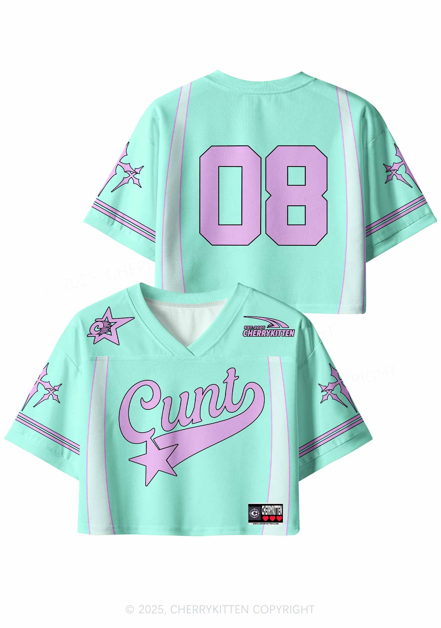 Custom Mint Green Cxxt Star Y2K Crop Sport Jersey Shirts Cherrykitten - Image 3