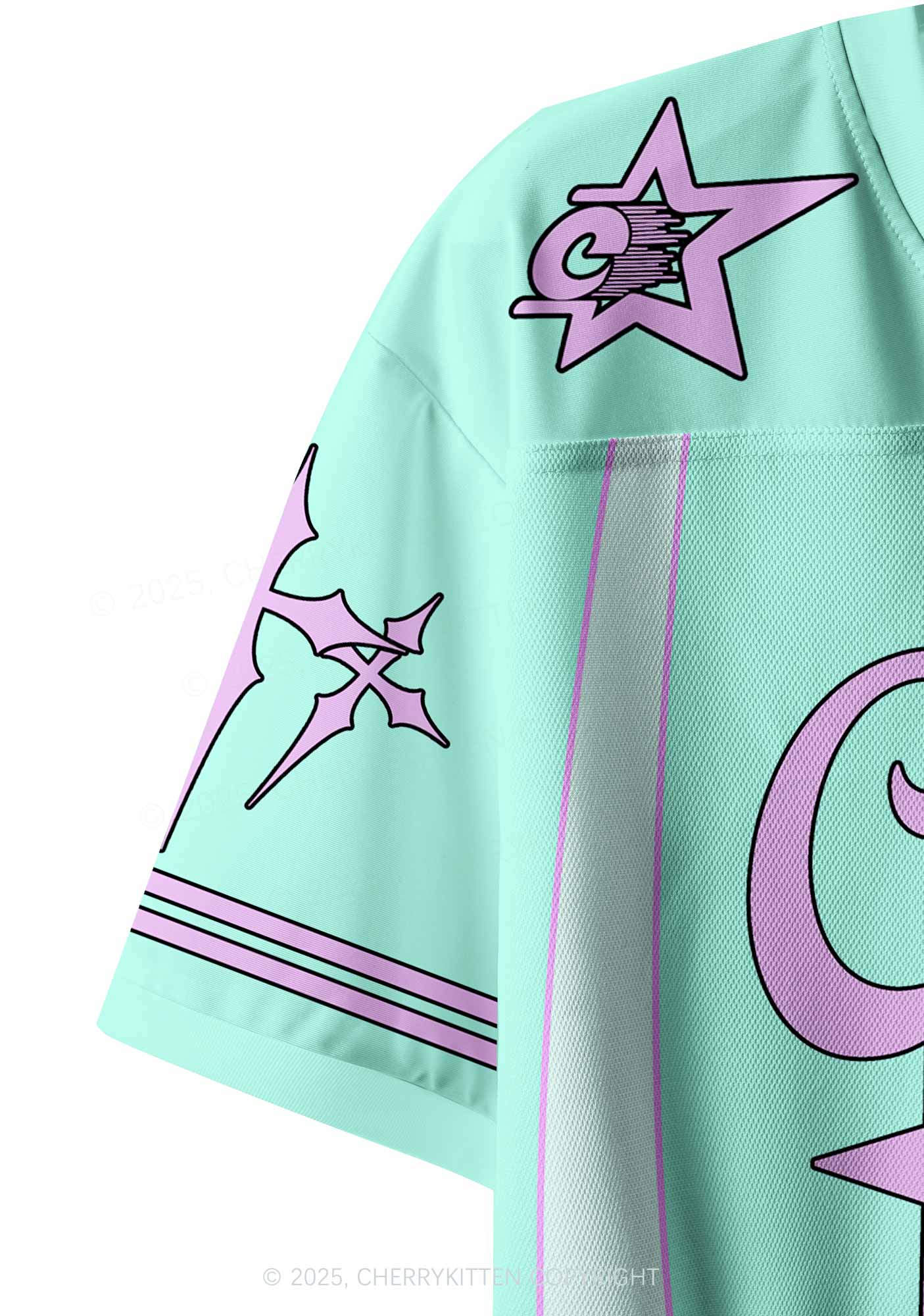 Custom Mint Green Cxxt Star Y2K Crop Sport Jersey Shirts Cherrykitten - Image 4