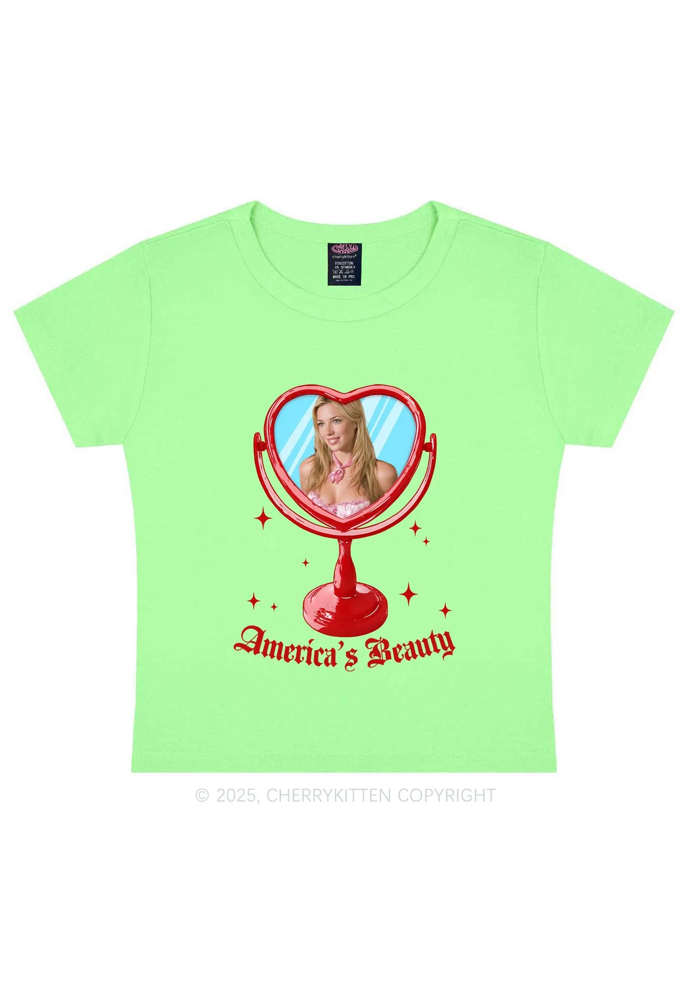 Custom Mirror Beauty Y2K Baby Tee Cherrykitten - Image 11