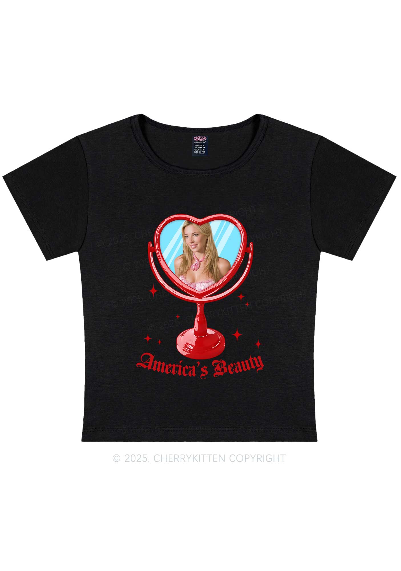 Custom Mirror Beauty Y2K Baby Tee Cherrykitten - Image 3