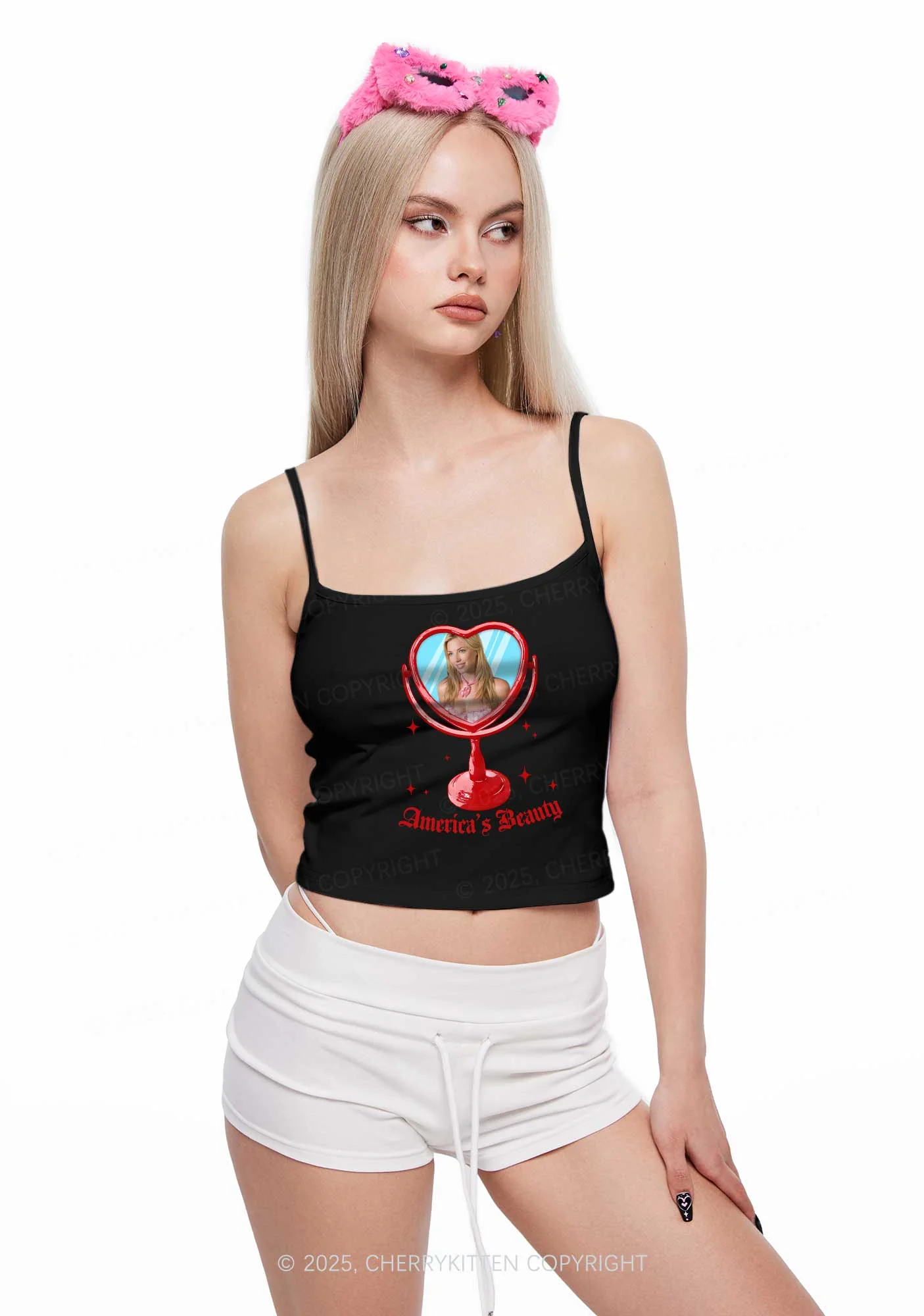 Custom Mirror Beauty Y2K Spaghetti Strap Cami Cherrykitten - Image 2
