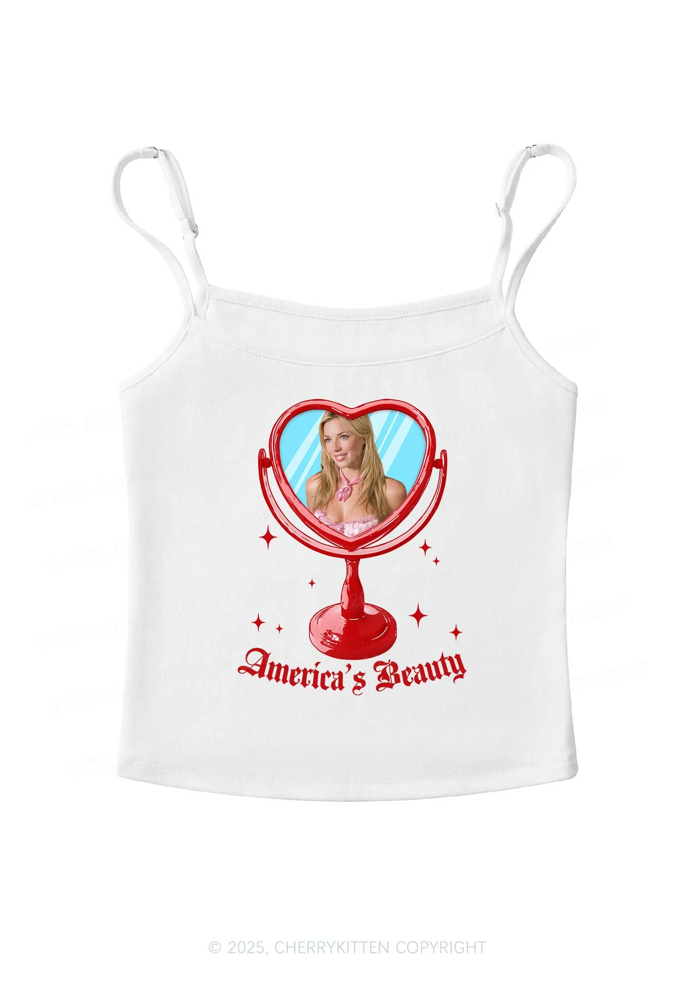 Custom Mirror Beauty Y2K Spaghetti Strap Cami Cherrykitten - Image 4