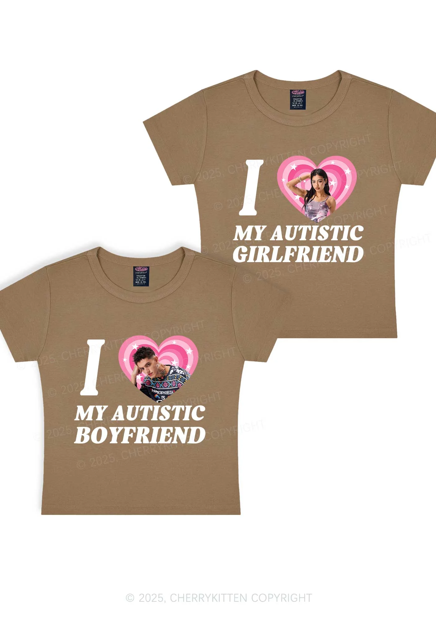 Custom My Autistic BF GF Y2K Valentine's Day Baby Tee Cherrykitten - Image 10