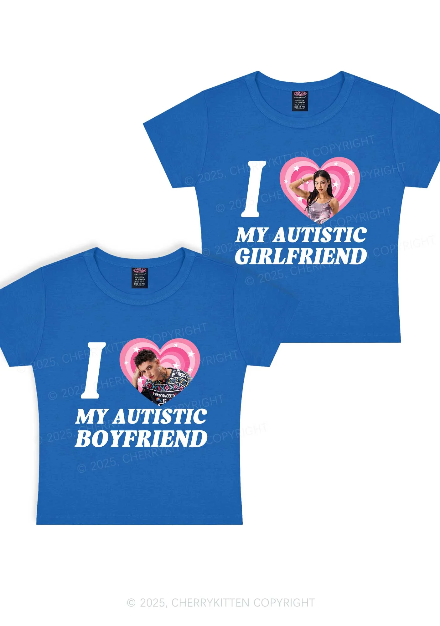 Custom My Autistic BF GF Y2K Valentine's Day Baby Tee Cherrykitten - Image 11