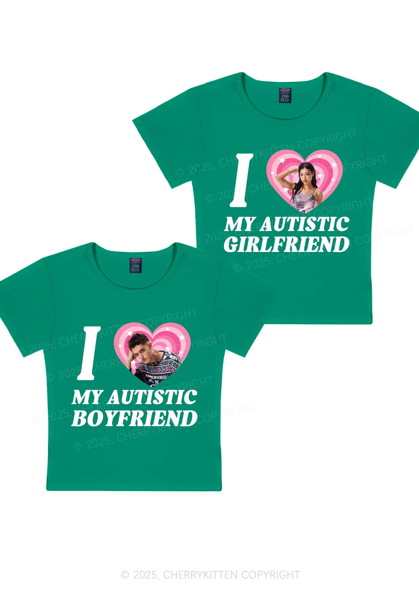 Custom My Autistic BF GF Y2K Valentine's Day Baby Tee Cherrykitten - Image 12
