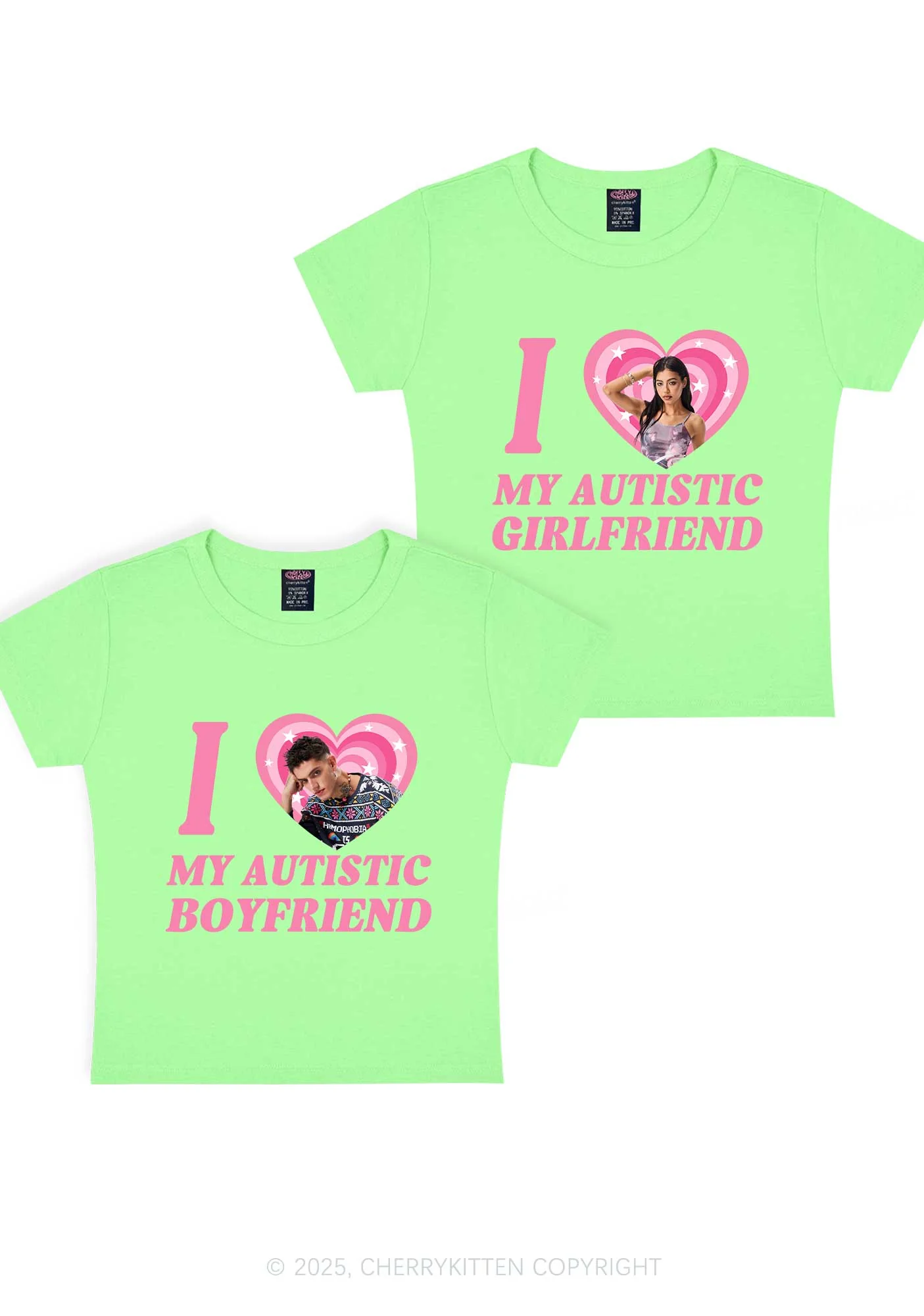 Custom My Autistic BF GF Y2K Valentine's Day Baby Tee Cherrykitten - Image 13