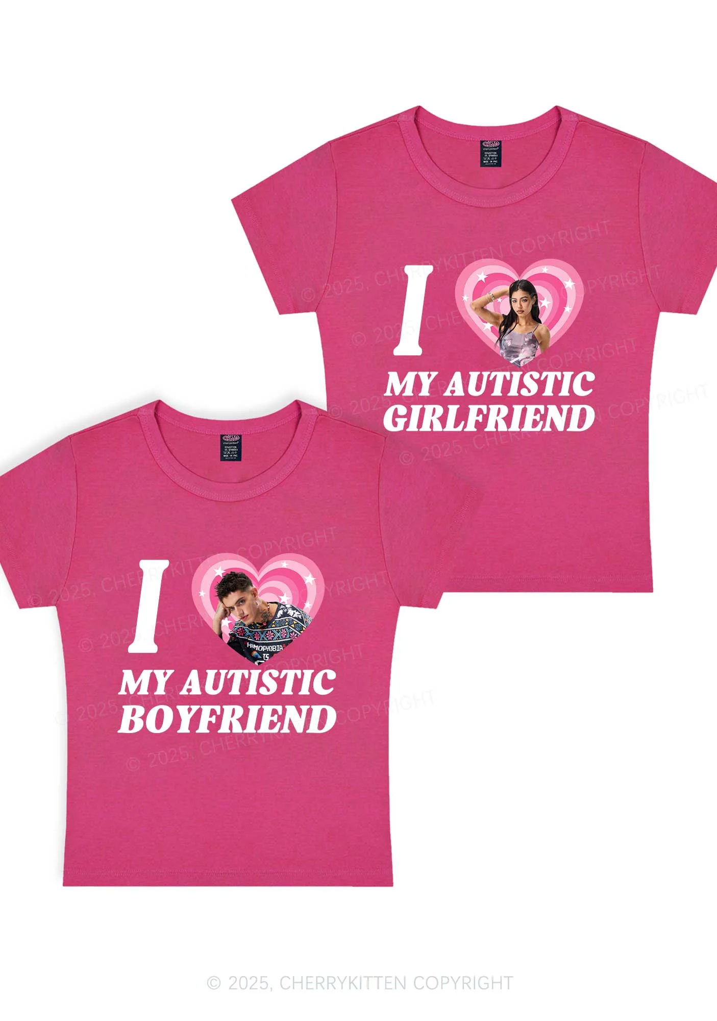 Custom My Autistic BF GF Y2K Valentine's Day Baby Tee Cherrykitten - Image 4