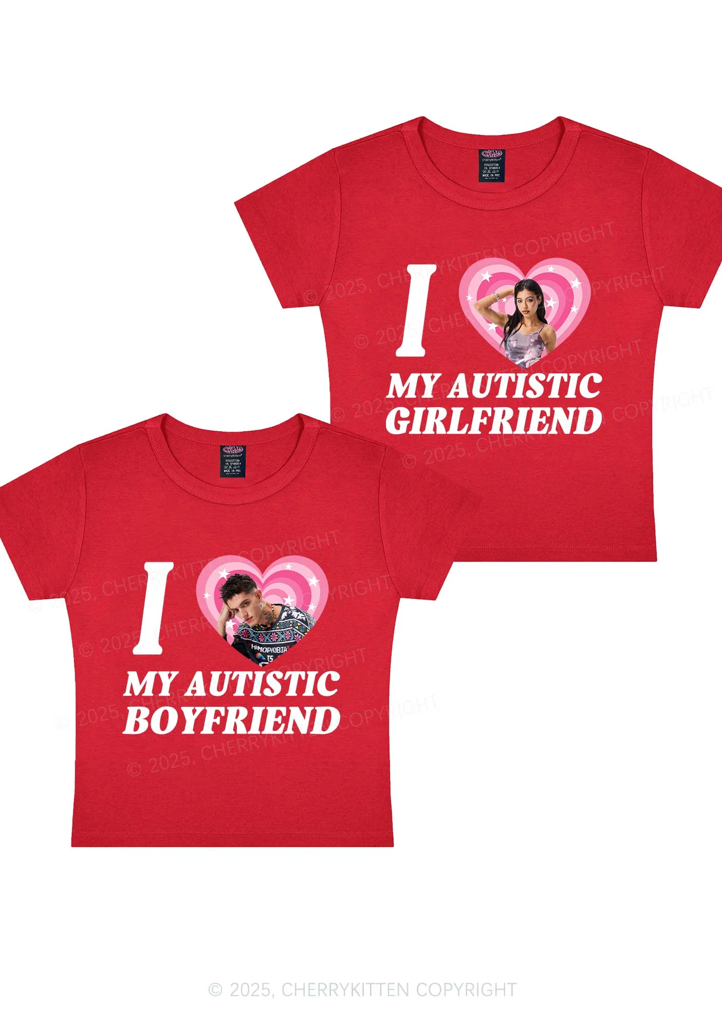 Custom My Autistic BF GF Y2K Valentine's Day Baby Tee Cherrykitten - Image 5