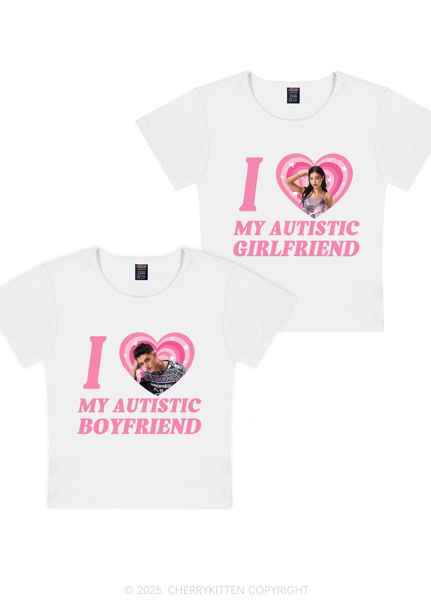 Custom My Autistic BF GF Y2K Valentine's Day Baby Tee Cherrykitten - Image 6