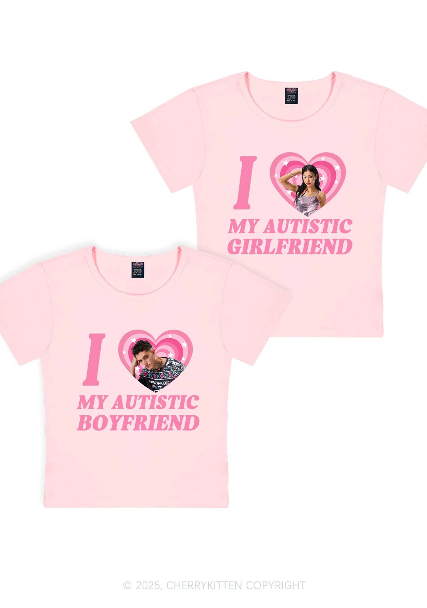 Custom My Autistic BF GF Y2K Valentine's Day Baby Tee Cherrykitten - Image 7