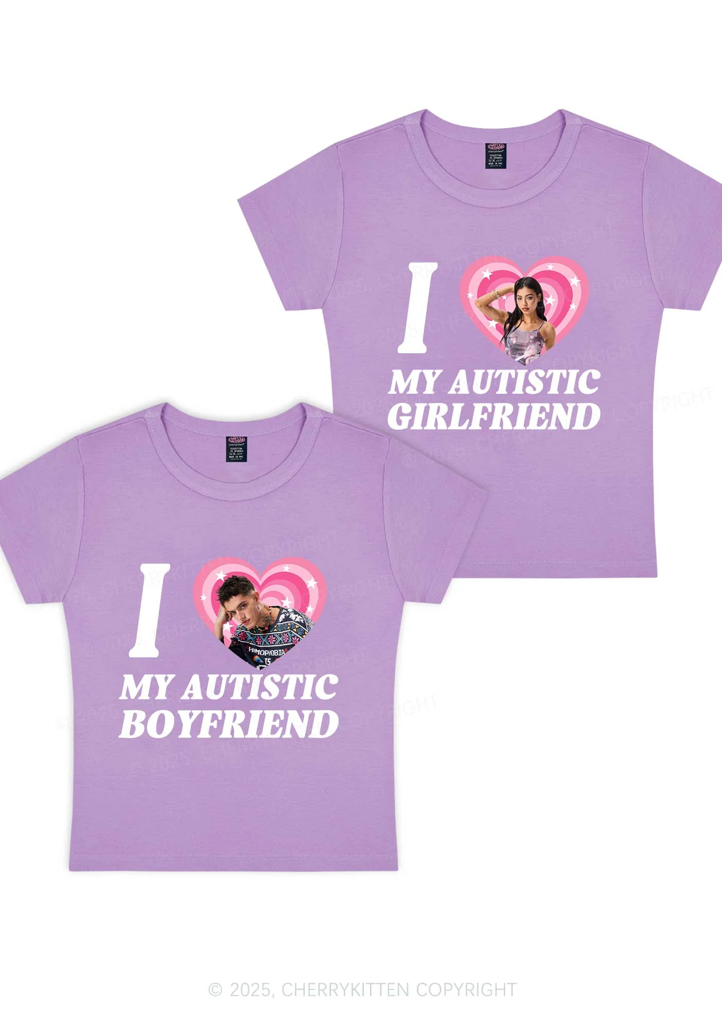 Custom My Autistic BF GF Y2K Valentine's Day Baby Tee Cherrykitten - Image 8